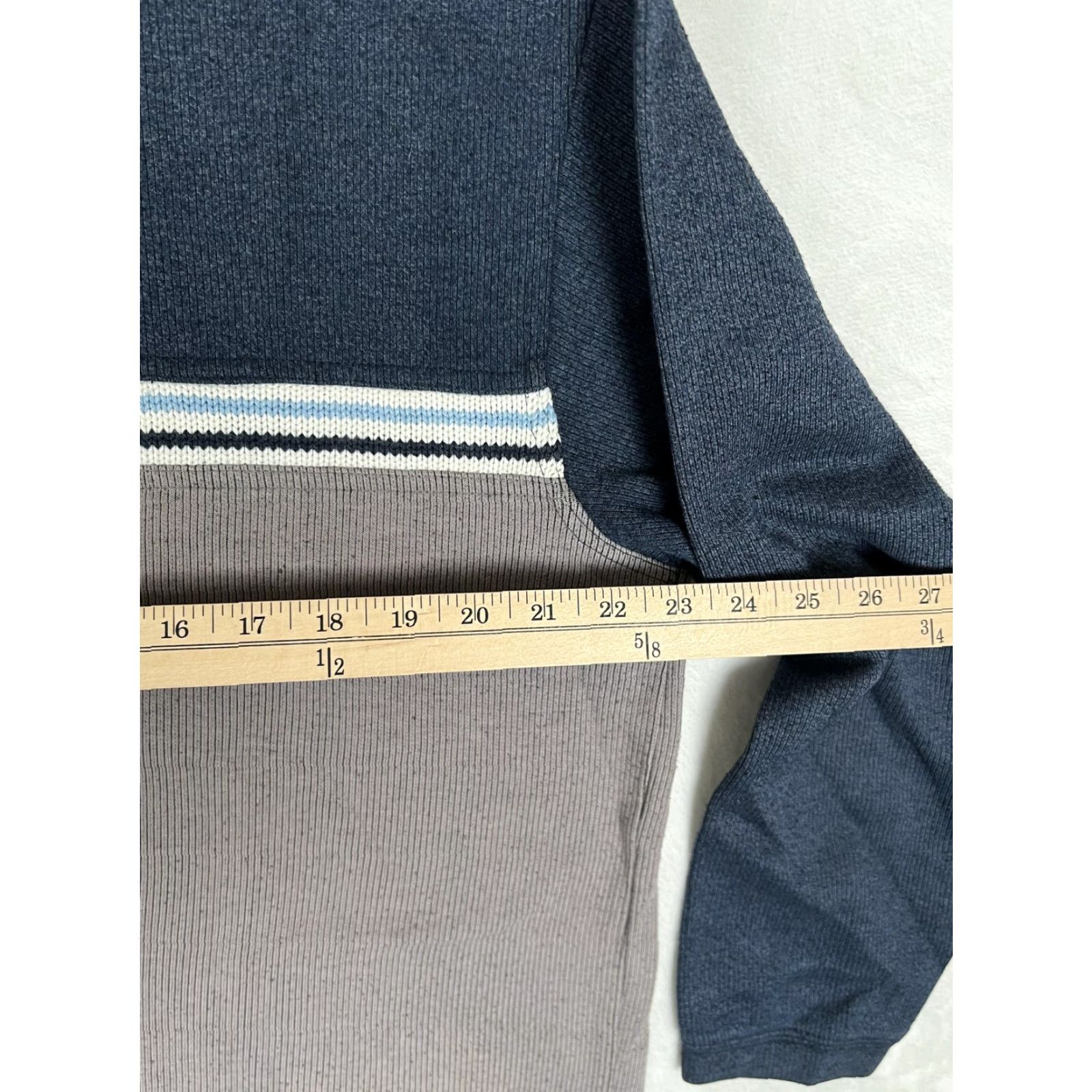 Point Zero VTG XG Extreme Sweater Mens L Navy Gray Colorblock Crewneck Y2K_STRIPED Knit Pullover Casual Multicolor Long Sleeve Fall Winter Mens Size US L / EU 52-54 / 3 - 4 Thumbnail