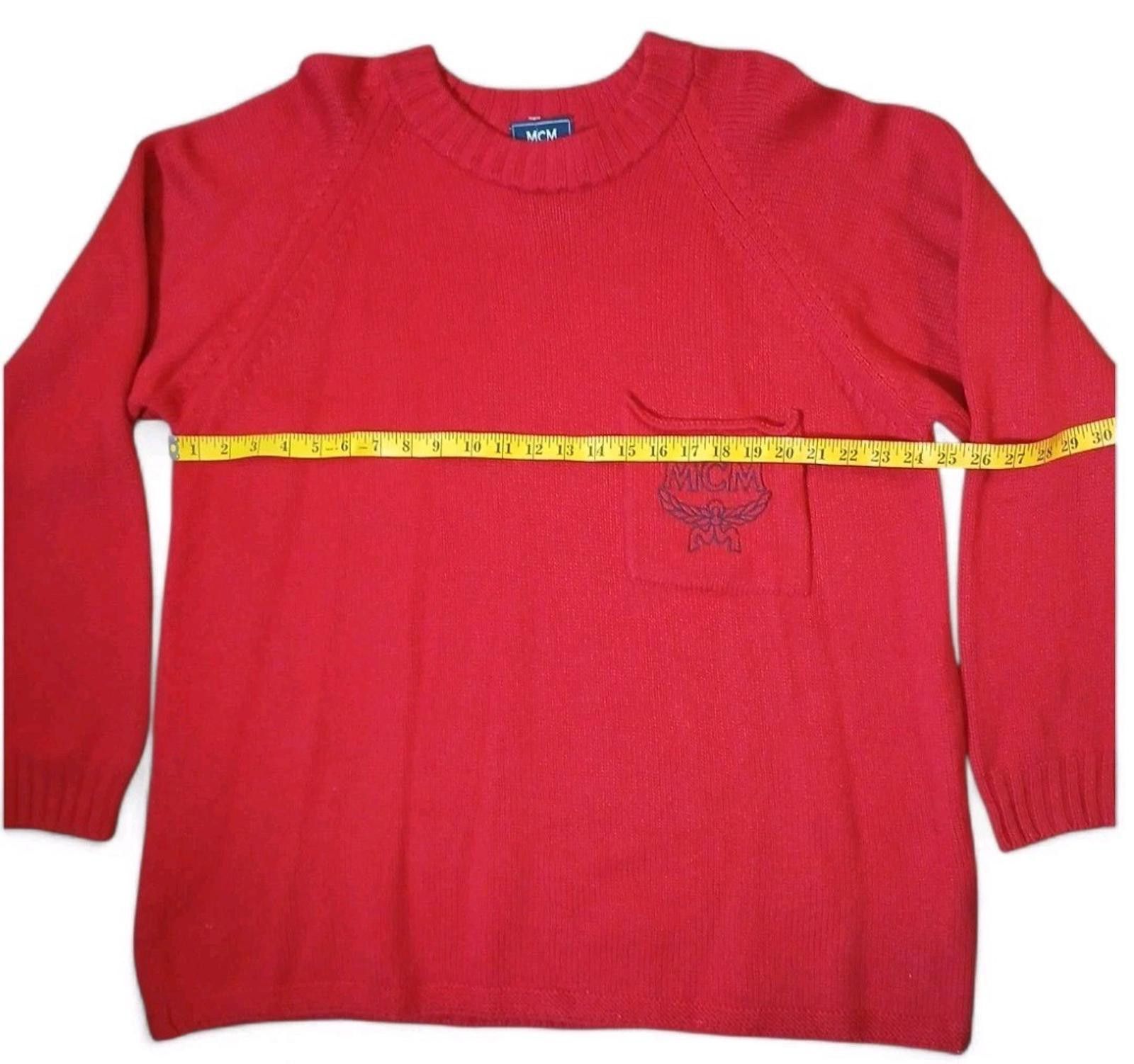 MCM MCM Merino Wool Size XL Red Tight Knit Monogram Sweater 90's Size XL / US 12-14 / IT 48-50 - 4 Thumbnail