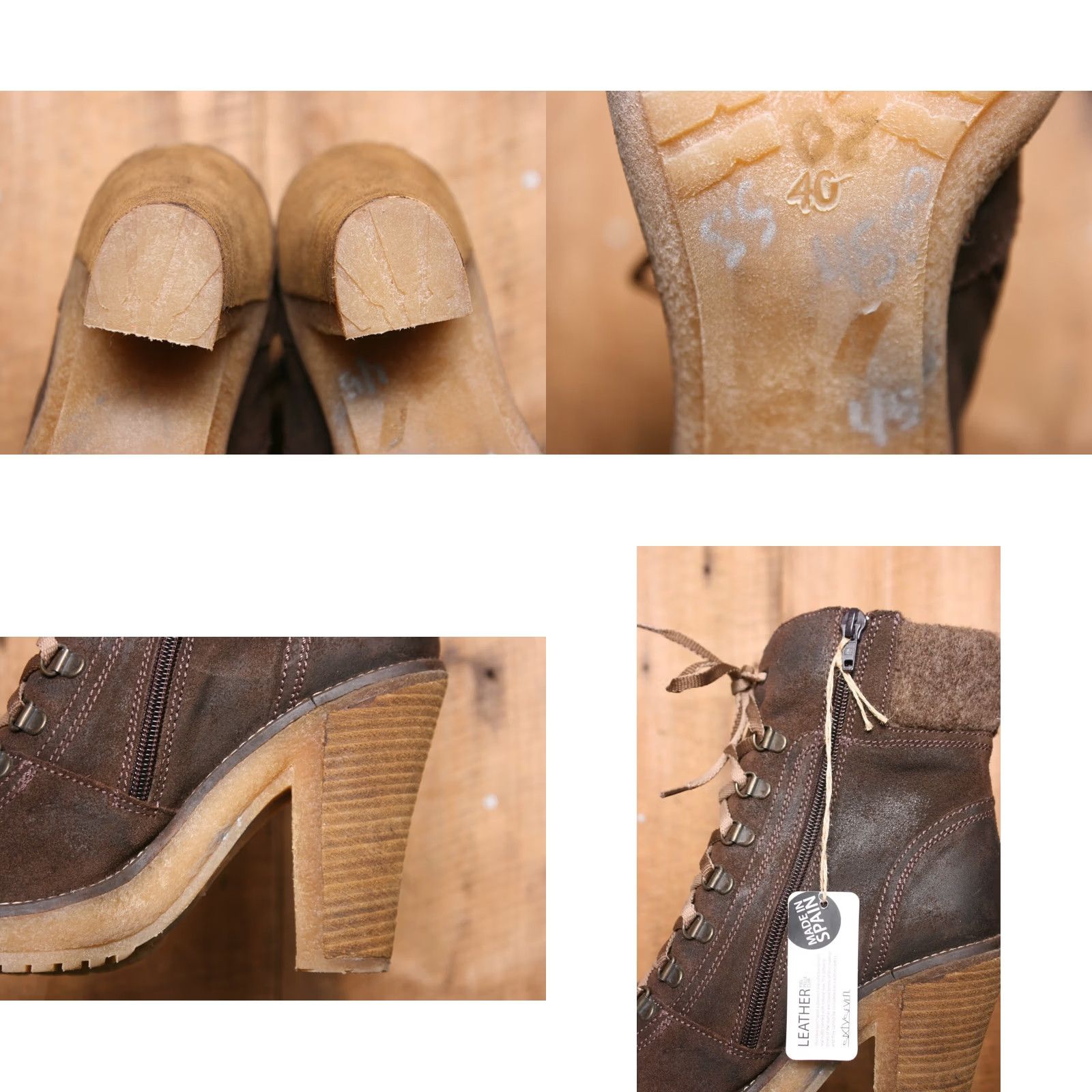 Vintage SIXTYSEVEN Brown Waxed Suede Ankle Boots w/4.5" Heels EUR 40 ≈ US 8 Women Boots Suede Ankle Lace Up Zip 4 in & Higher Size US 9 / IT 39 - 8 Thumbnail