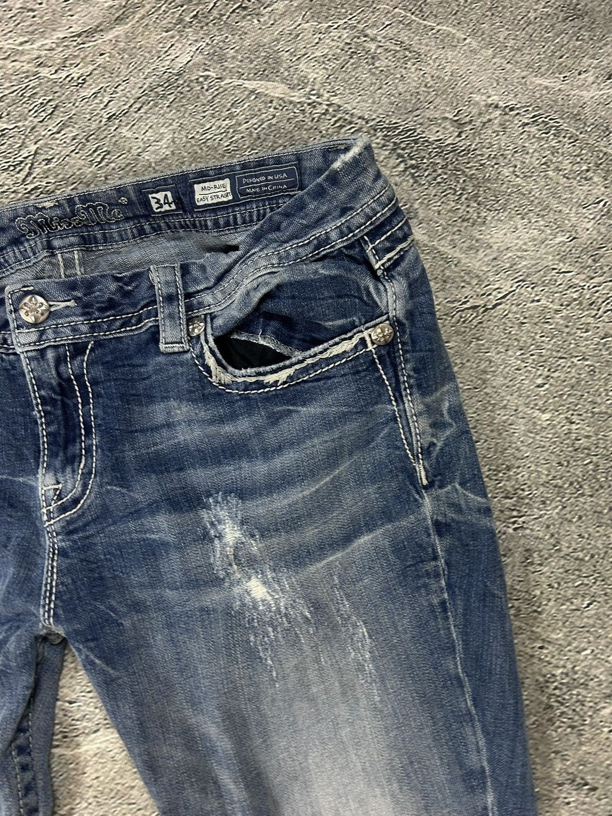 Other Miss Me flared bootcut white stitching denim vintage y2k Size US 34 / EU 50 - 6 Thumbnail