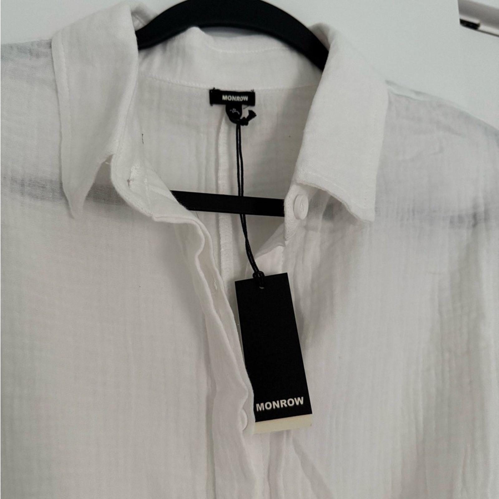 MONROW New Monrow White Cotton Gauze Button Down Small $128 Size S / US 4 / IT 40 - 5 Thumbnail