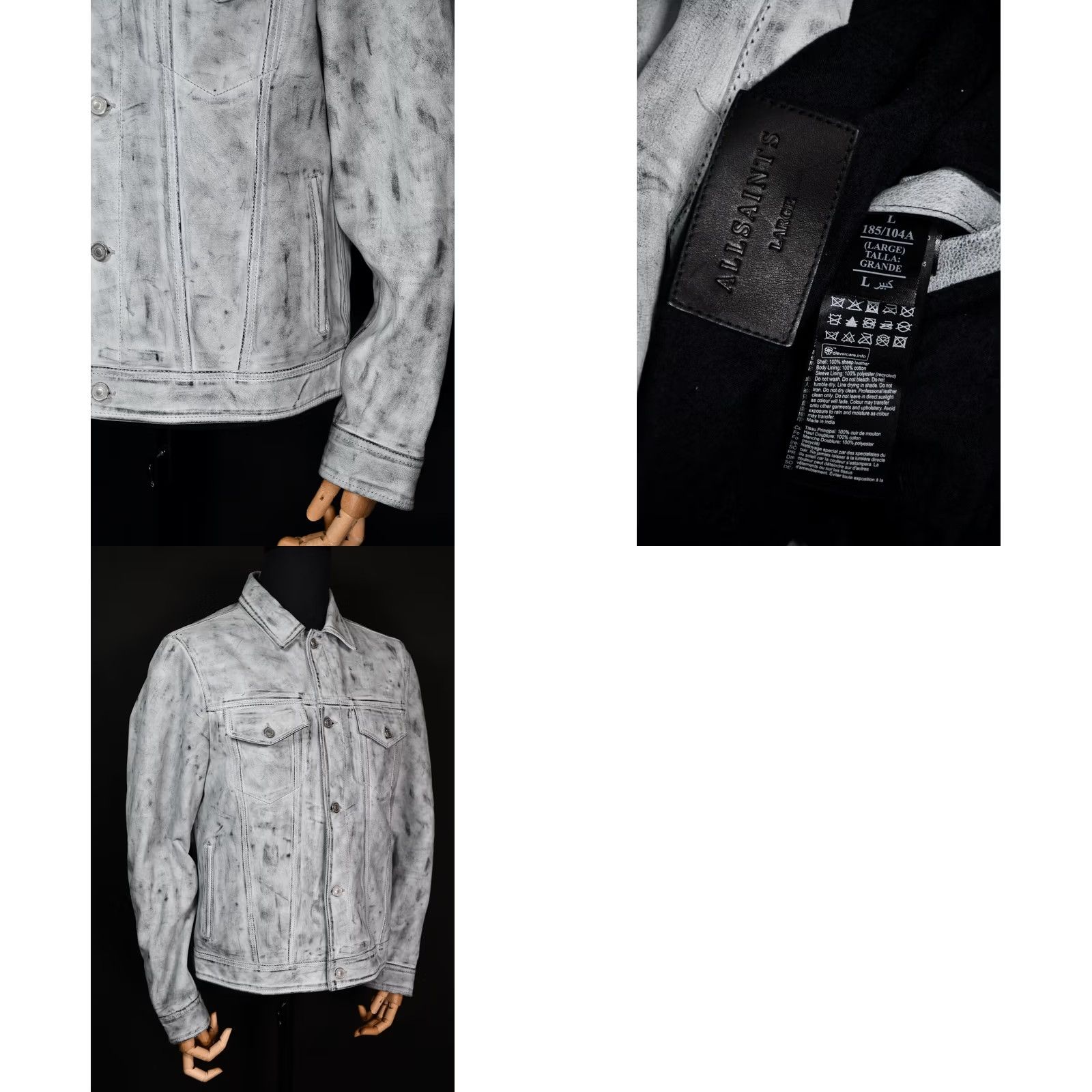 Allsaints All Saints Dixon Leather Jacket Men L Gray Motorcycle Jacket Size US L / EU 52-54 / 3 - 8 Thumbnail