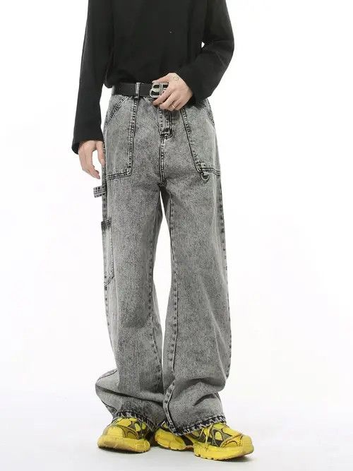VIBE Washed Black Grey Relaxed Wide Leg Hip Hop Jeans Size US 30 / EU 46 - 8 Thumbnail