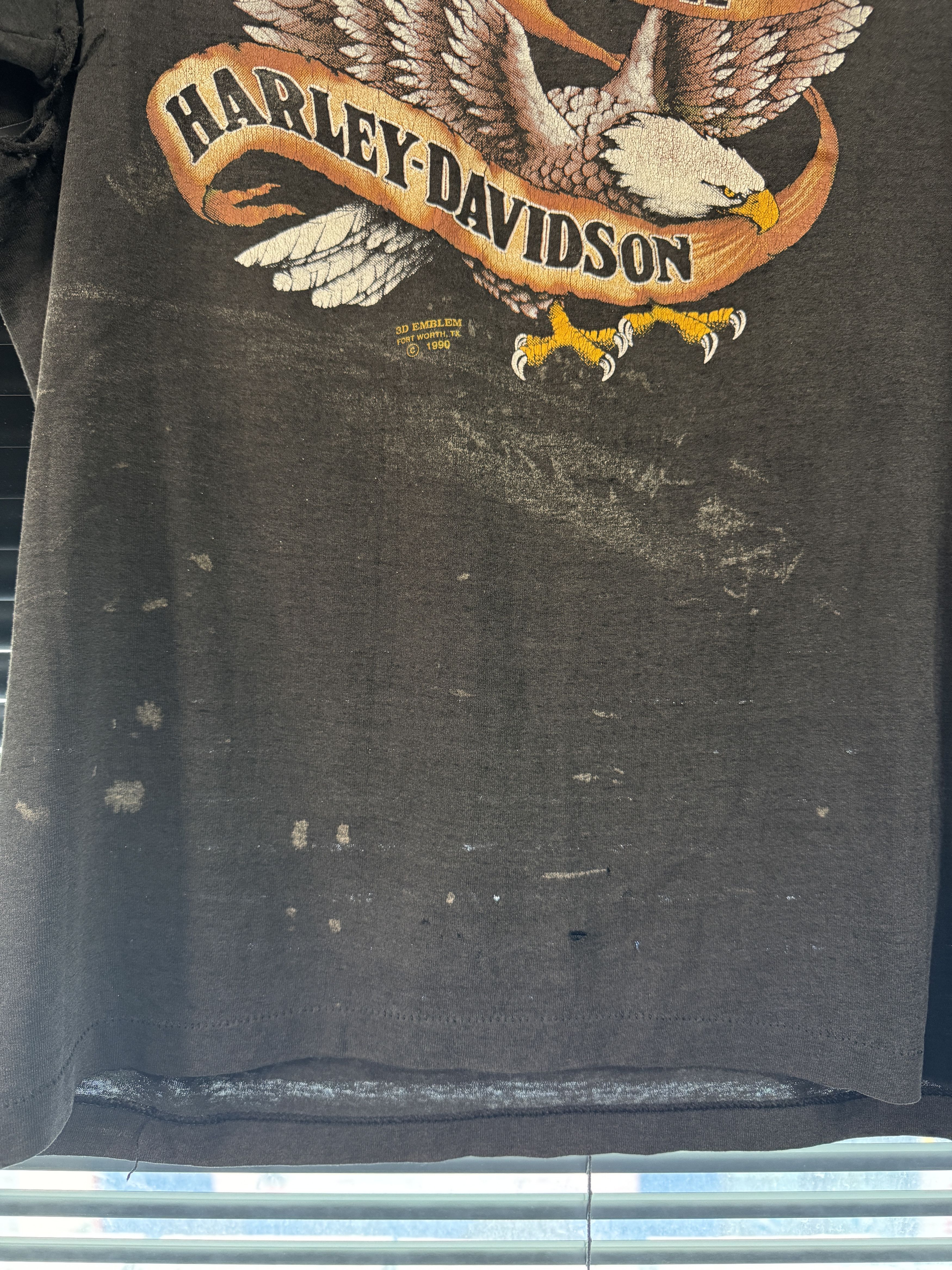 Vintage Vintage 1990 90s 3D Emblem Harley Davidson Thrashed Shirt Size US L / EU 52-54 / 3 - 6 Thumbnail