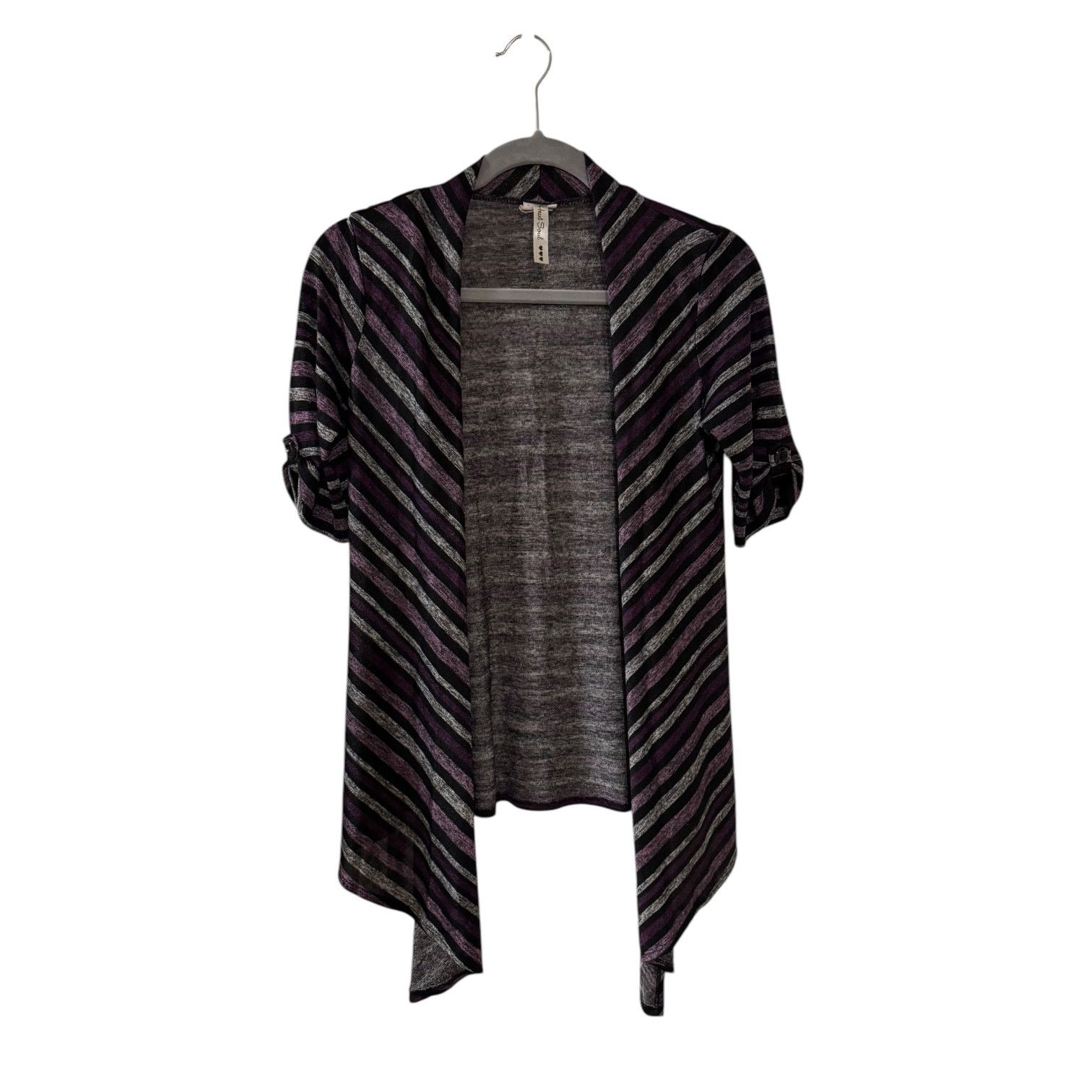 Other Heart Soul Short Sleeve Purple Silver Striped Cardigan Med Size M / US 6-8 / IT 42-44 - 1 Thumbnail