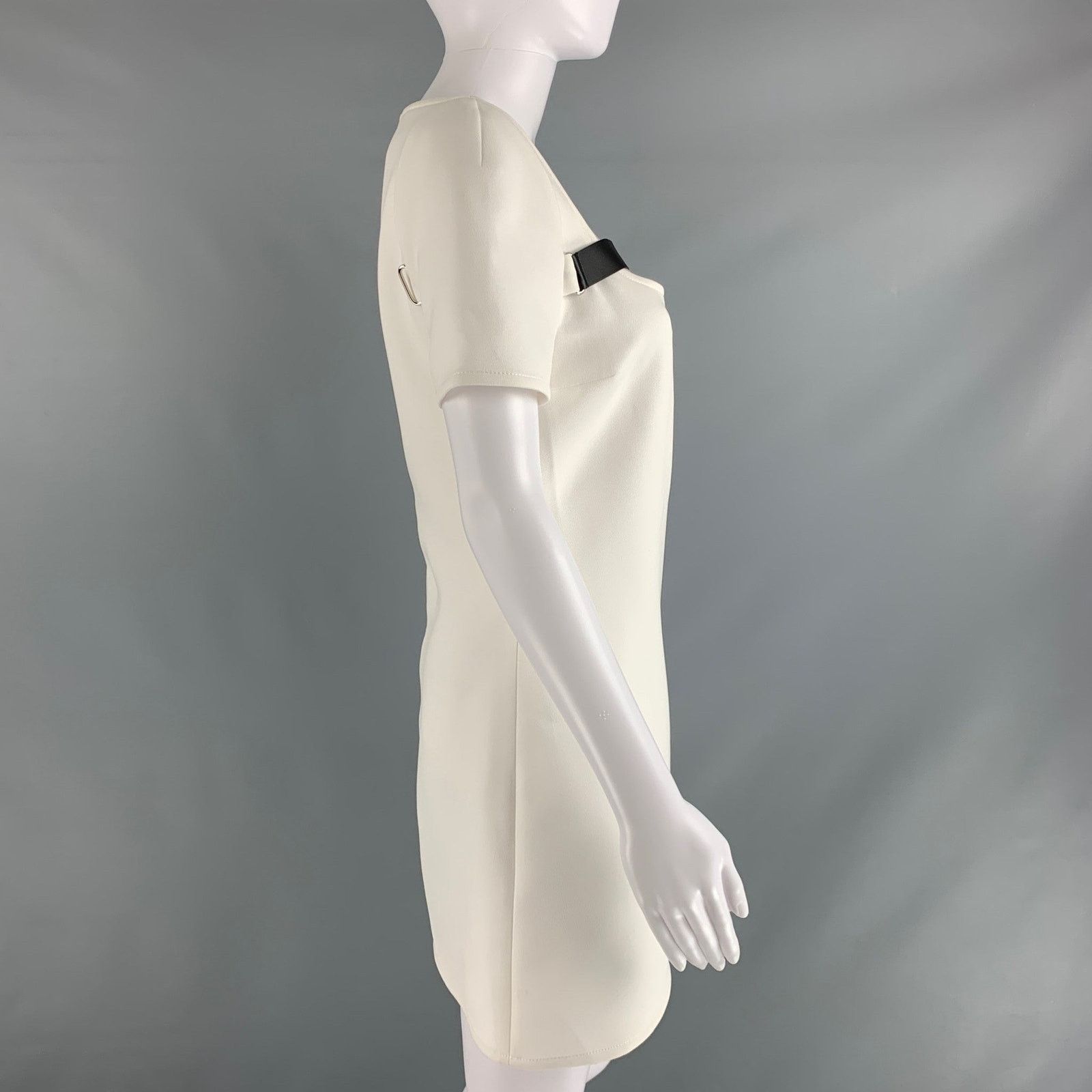 Courreges COURREGES White Polyester Blend Short Sleeve Mini Dress Size XS / US 0-2 / IT 36-38 - 3 Thumbnail