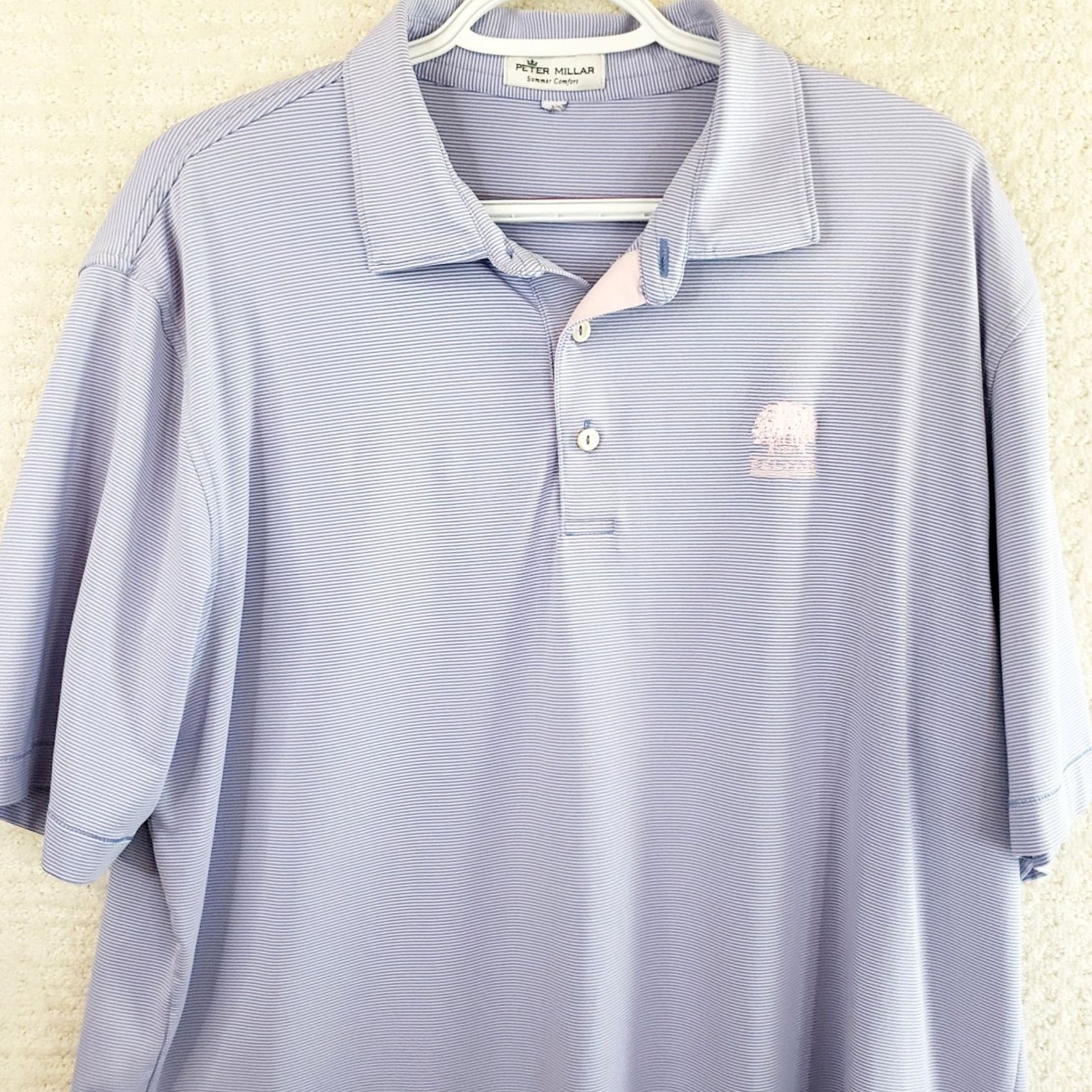 Peter Millar Peter Millar Polo Shirt Men's L Blue Pink Striped Summer Comfort Golf Belfair Size US L / EU 52-54 / 3 - 2 Thumbnail