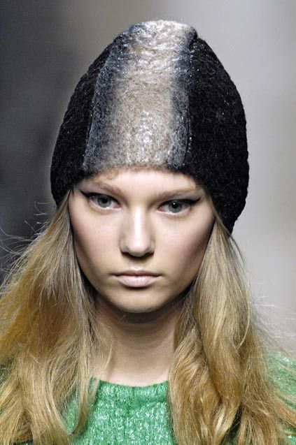 Prada FW 2007 Runway Black Mohawk Mohair Beanie Hat | Grailed