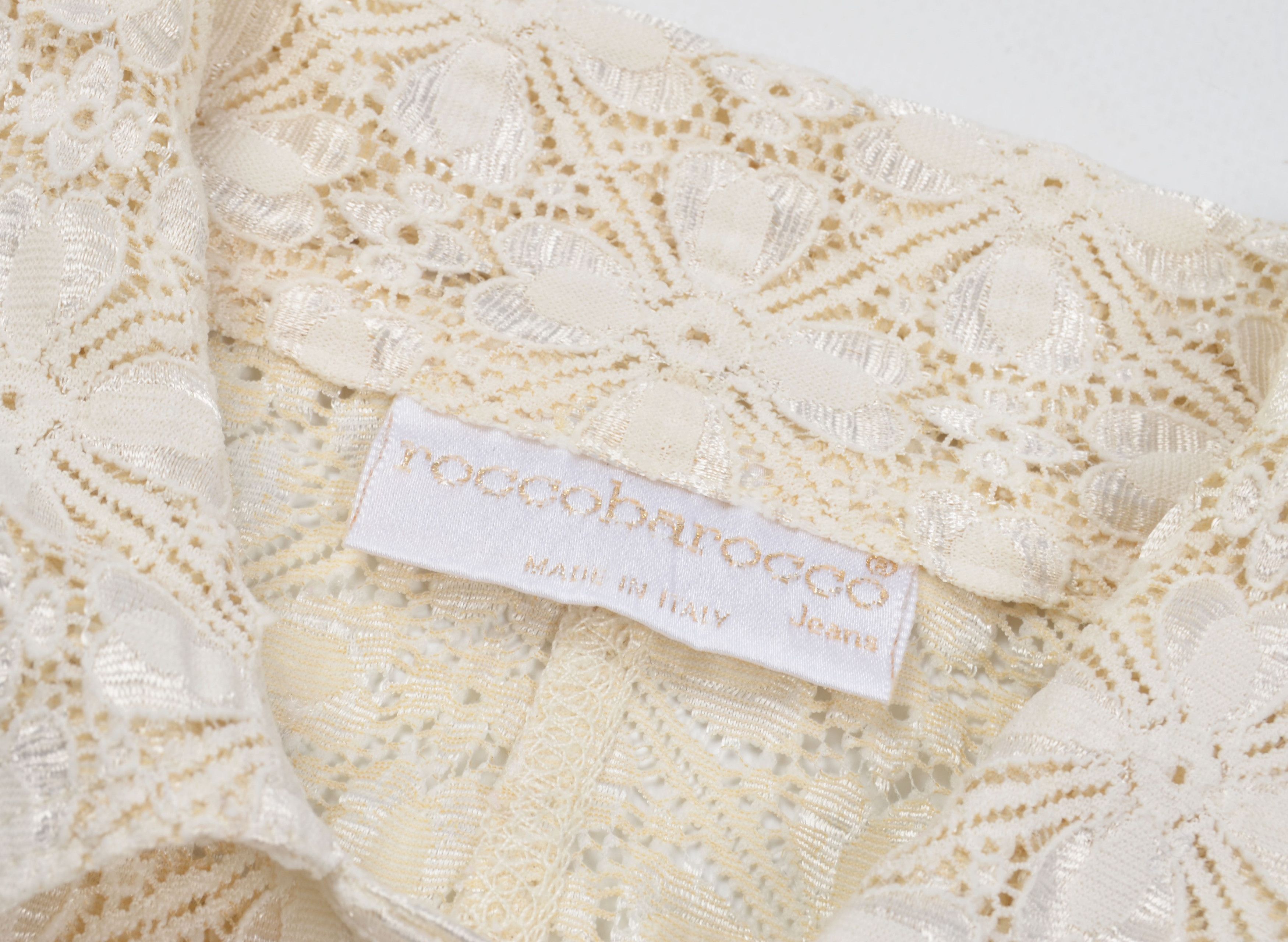 Other Roccobarocco Vintage 80's Lace Floral Long Sleeve Shirt Size XS / US 0-2 / IT 36-38 - 8 Thumbnail