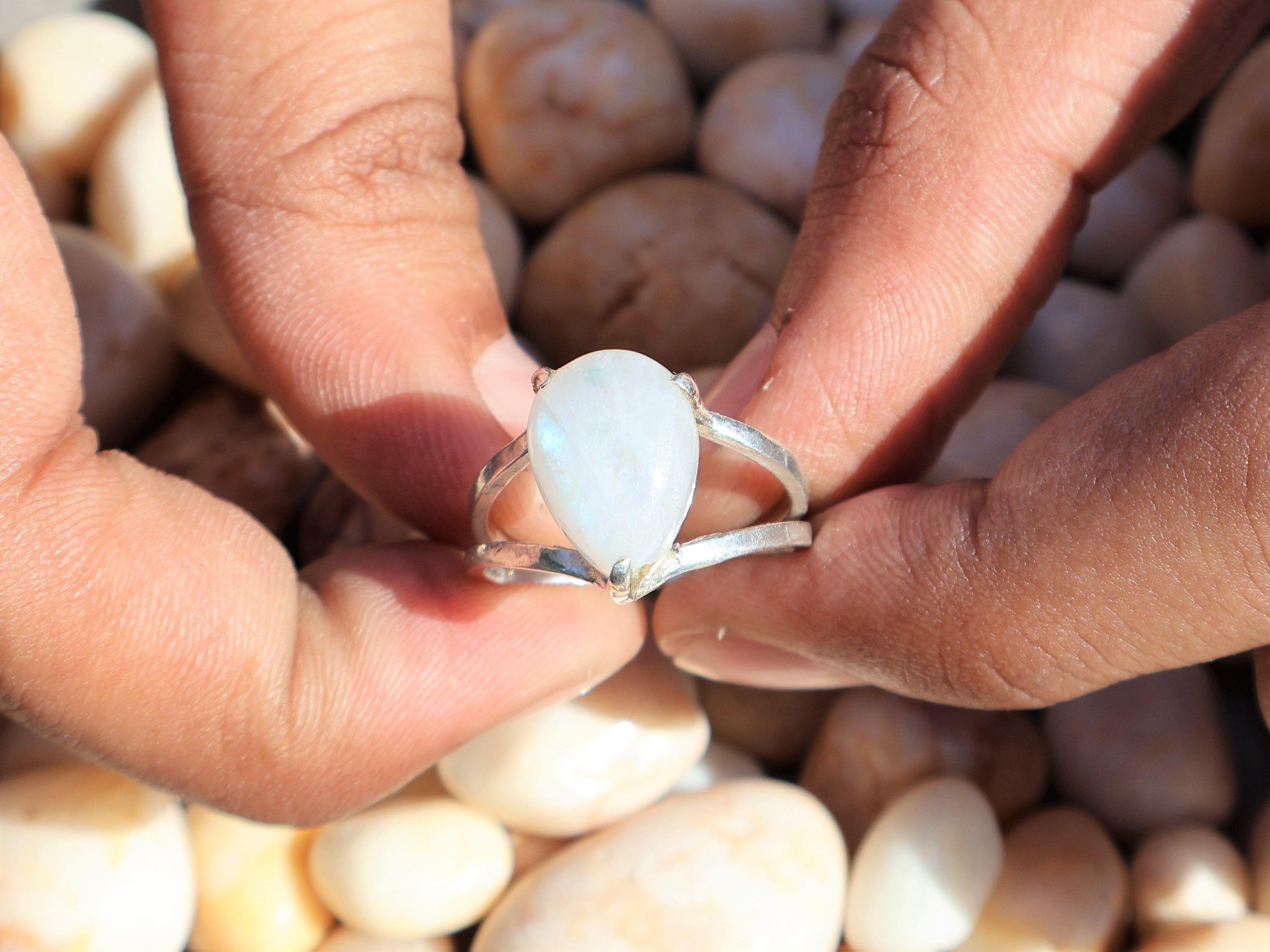 Handmade Rainbow Moonstone Ring, Handmade Ring, 925 Sterling Silver, Size ONE SIZE - 5 Thumbnail