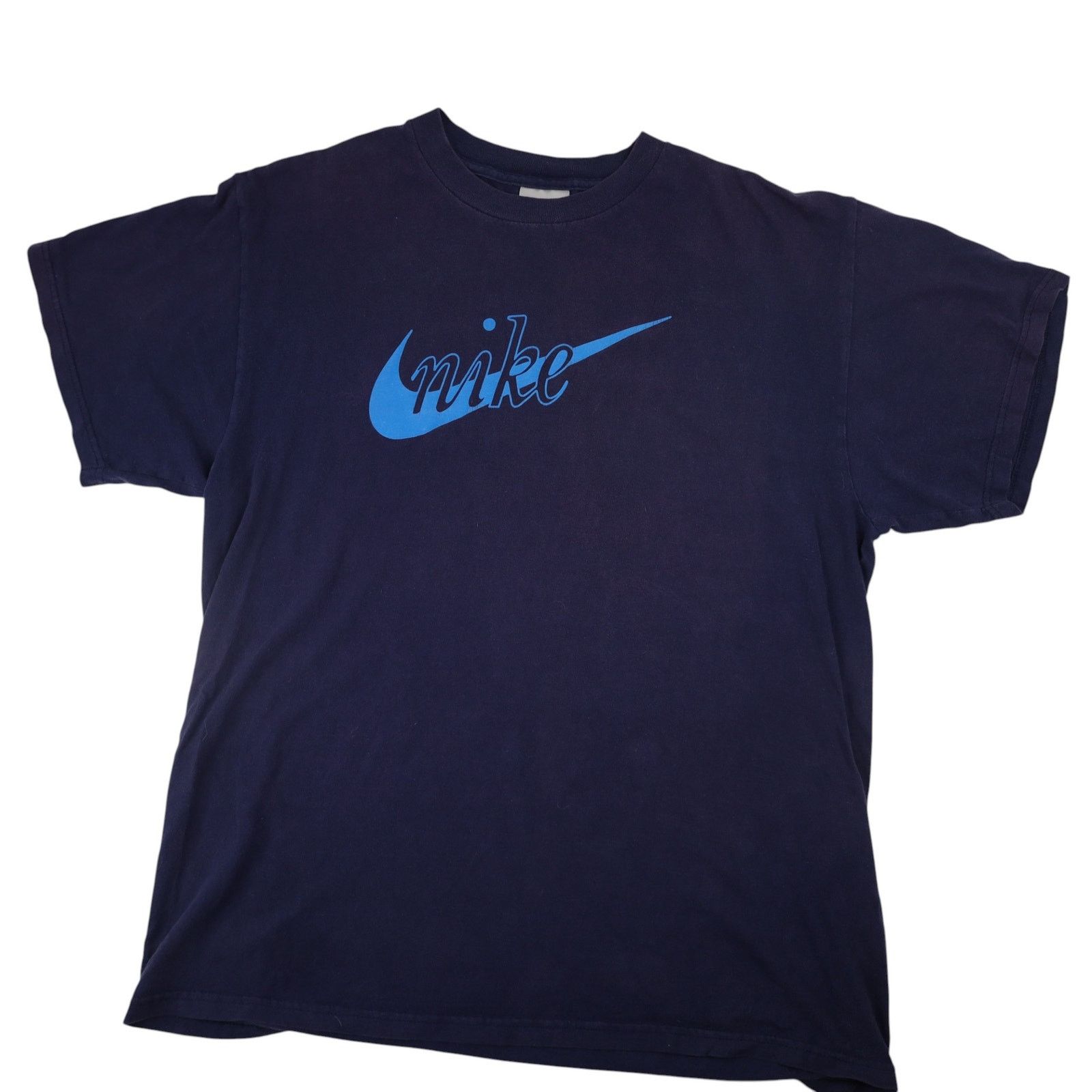 Nike × Vintage Vintage Y2k Nike Spellout Swoosh Faded Graphic T Shirt Size US L / EU 52-54 / 3 - 1 Thumbnail