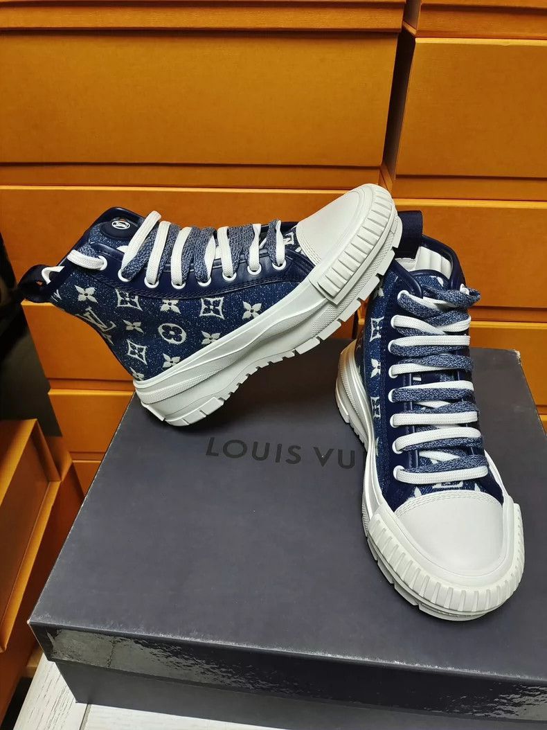 Louis Vuitton Louis Vuitton Denim High-Top Sneakers Size 34-2507 Size US 4 / IT 34 - 5 Thumbnail