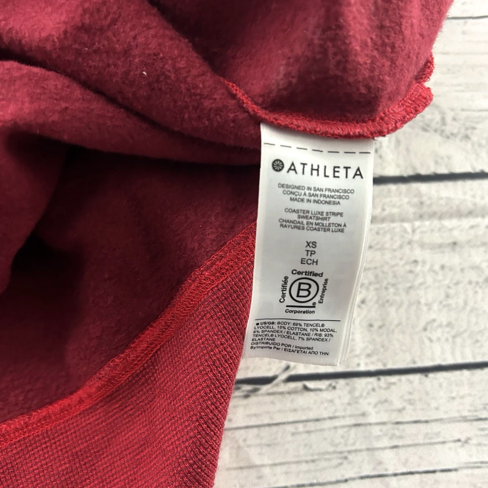 Athleta Athleta Sweatshirt Women's XS Red Striped Pullover Coaster Luxe | Activewear Size XS / US 0-2 / IT 36-38 - 5 Thumbnail