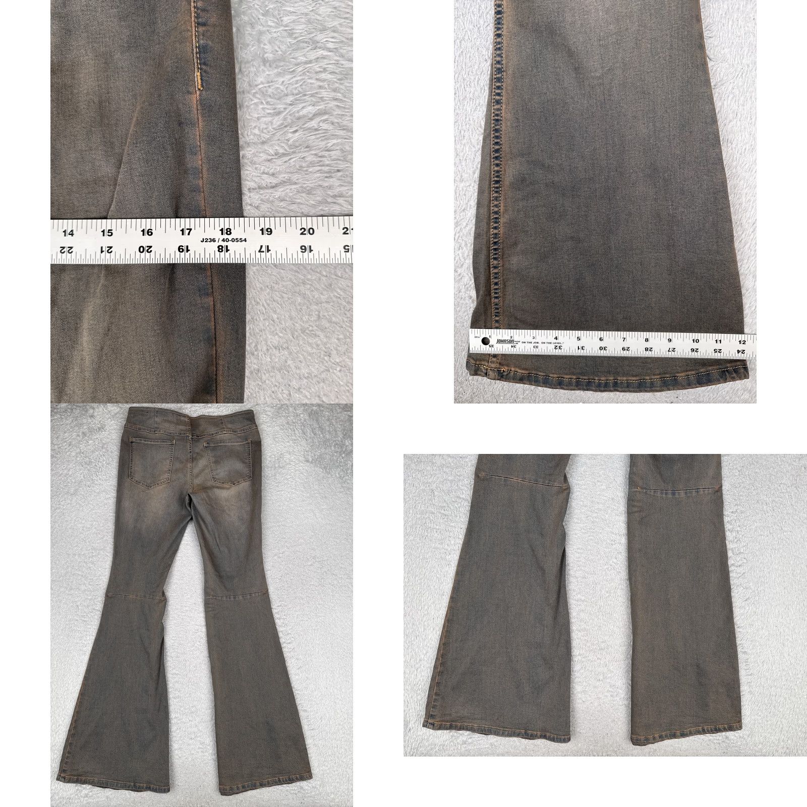 Vintage We The Free Flare Jeans Womens 31 Gray Charcoal Wash Mid Rise Pull On 31x34 Size 24" / US 00 / IT 34 - 9 Thumbnail