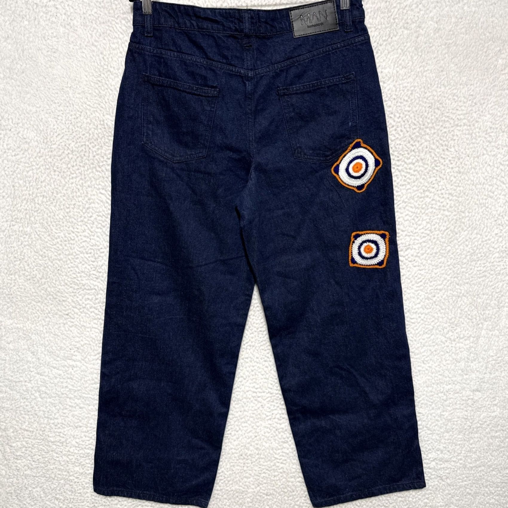 Vintage BoohooMAN Jeans Baggy Fit Crochet Denim Indigo Mens 34x30 NWT Dark Wash Cotton Wide-Leg Relaxed Inseam 30" Button Closure Jeans Mens Size US 34 / EU 50 - 5 Thumbnail