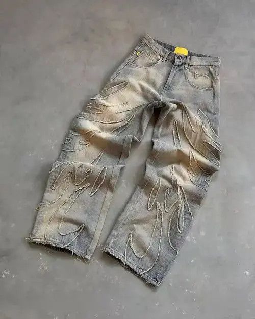 Jean Manami x Rieko Jeans Patchwork Gothic Raw Edge Embroidered Size US 34 / EU 50 - 8 Thumbnail