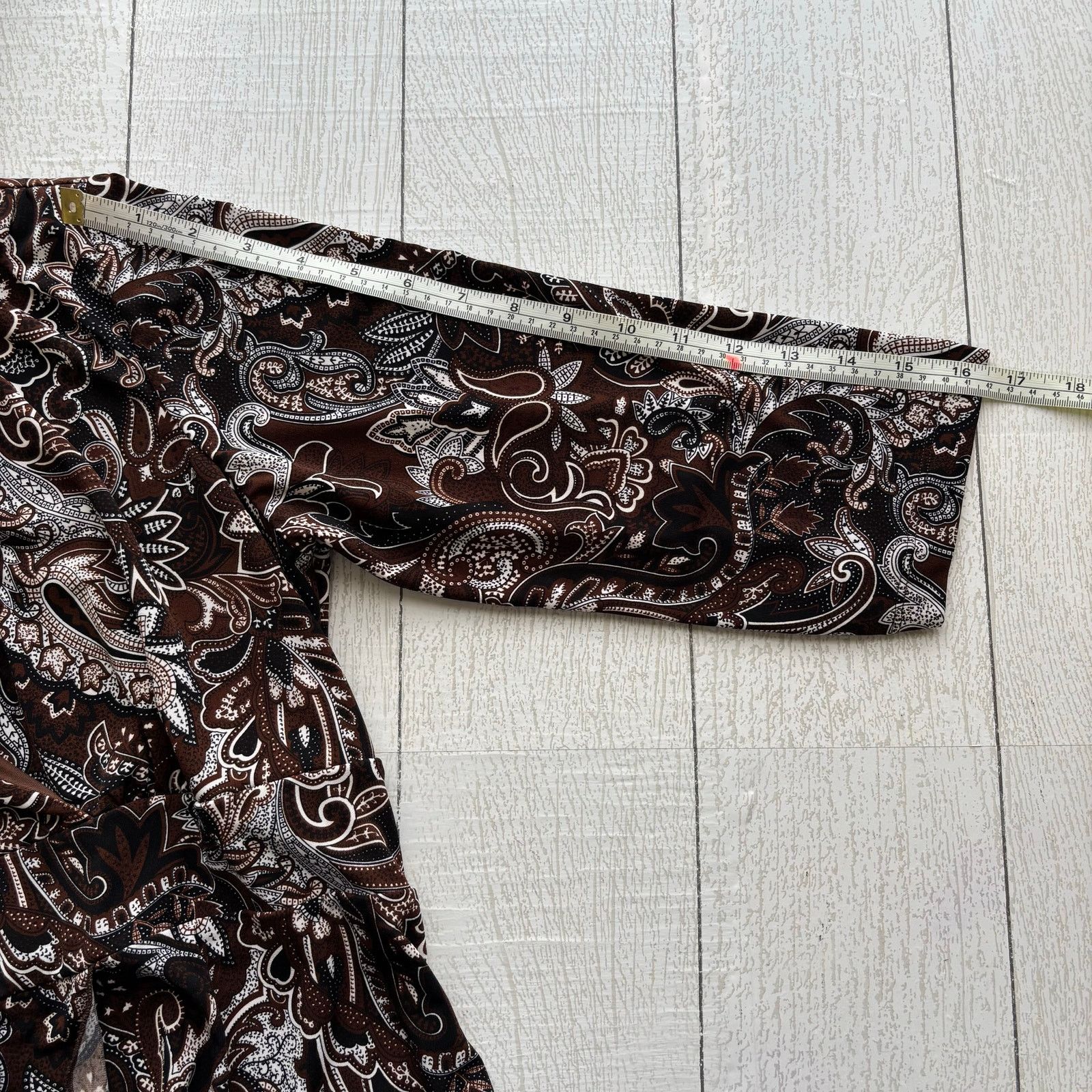 Other Cato Faux Wrap Brown Black White Paisley 3/4 Sleeve Top Size XL / US 12-14 / IT 48-50 - 4 Thumbnail