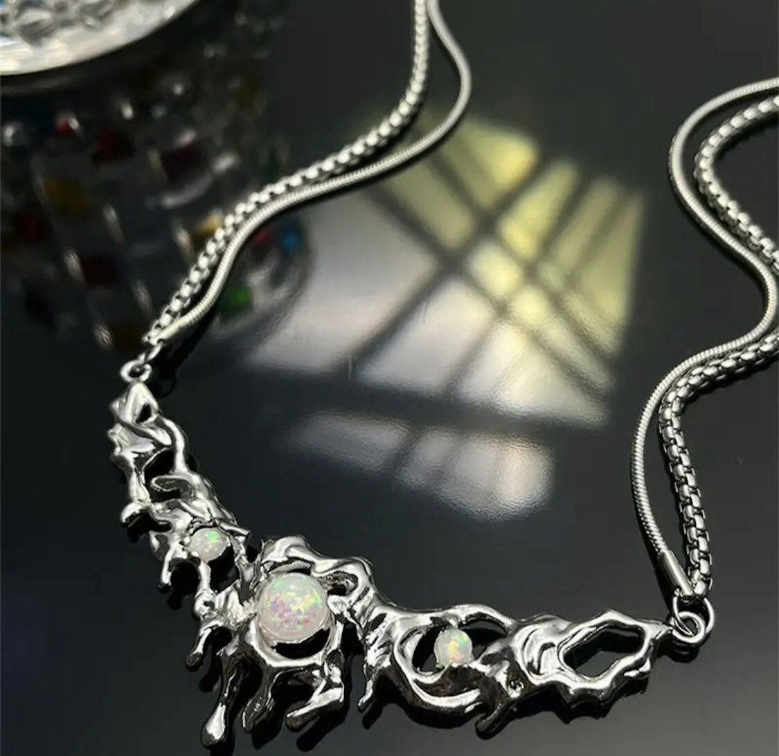 Jewelry Crystal Ball Silver Star Chain Necklace Size ONE SIZE - 2 Thumbnail