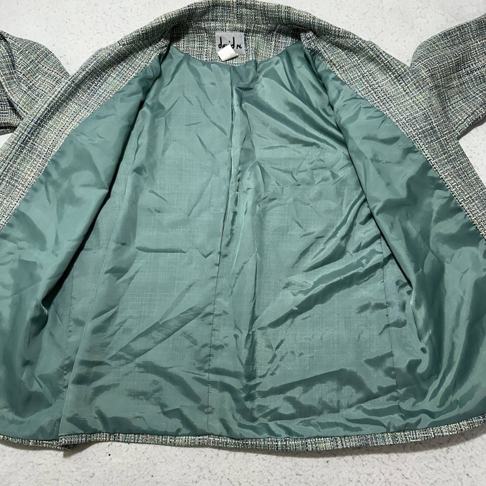 Other David N 8 Pure Silk Blazer Jacket Tweed Green Striped Coat Size M / US 6-8 / IT 42-44 - 9 Thumbnail