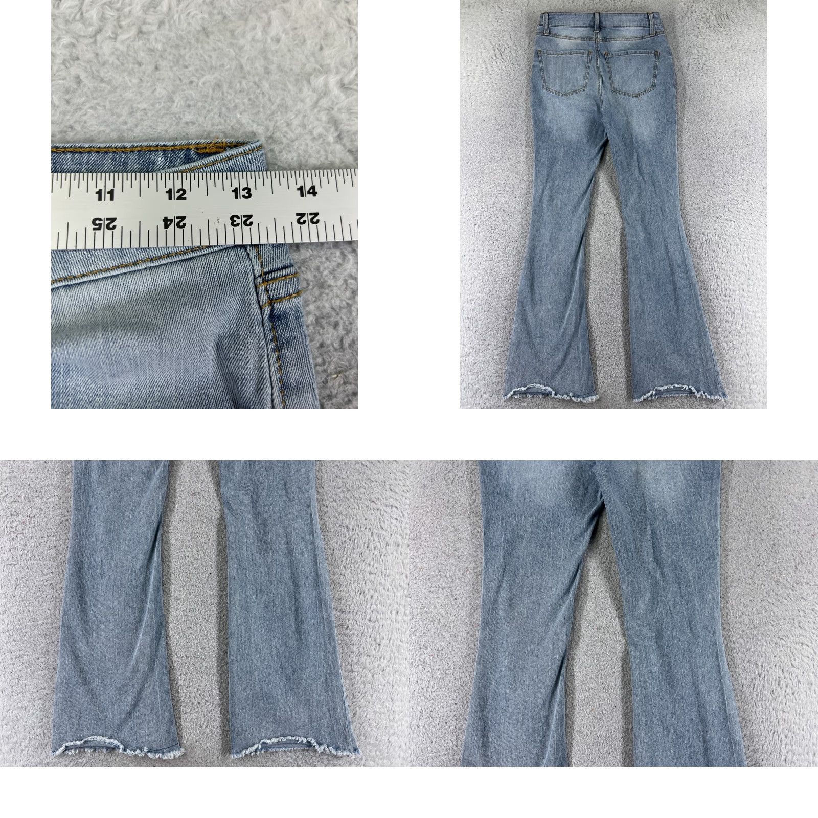 Vintage No Boundaries Jeans Flared Denim Females 29x25 Blue Distressed 3 5-Pocket Regular Cotton Blend High Rise Cowboy Southwestern Designer Vintage No Size 26" / US 2 / IT 38 - 9 Thumbnail