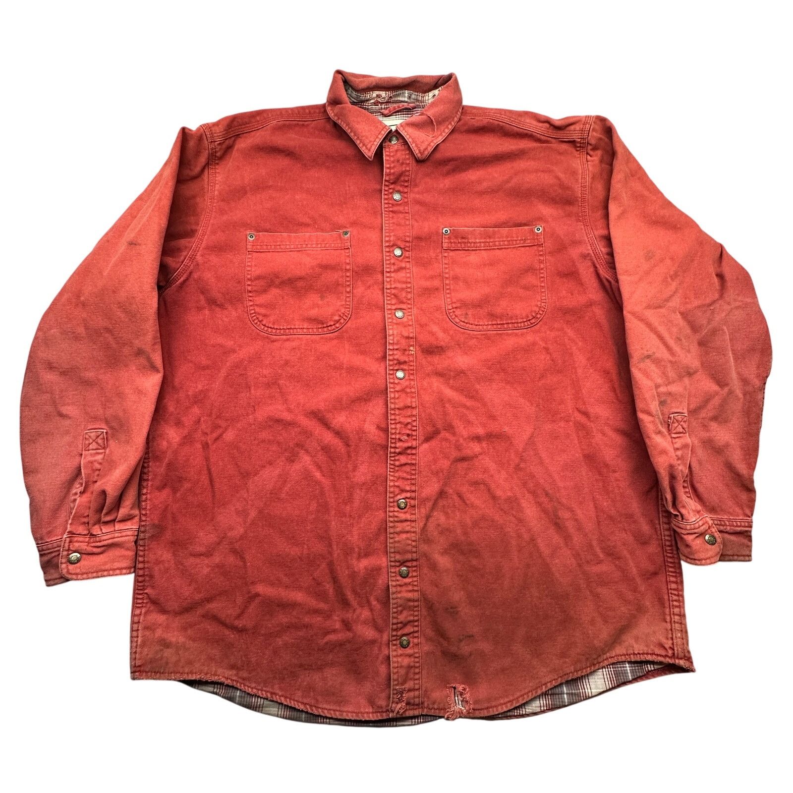 L.L. Bean LL Bean Canvas Plaid Lined Shirt XLT Button Up Distressed Size US XL / EU 56 / 4 - 1 Thumbnail