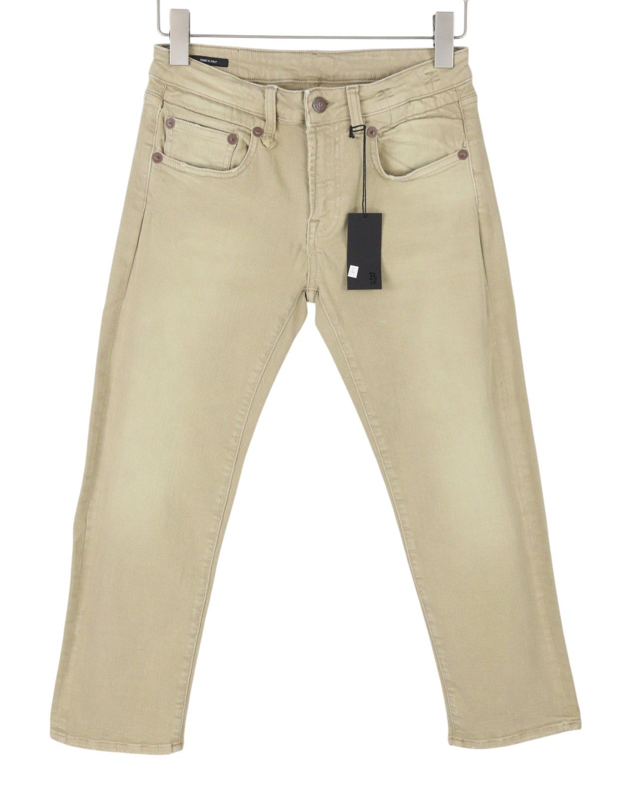 R13 BOY STRAIGHT 27 Khaki Stretch Cropped Jeans 89843 Size 27" / US 4 / IT 40 - 2 Thumbnail