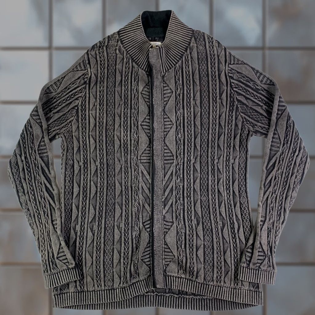 Carbon2Cobalt Carbon 2 Cobalt Mens XL Gray Cable Knit Sweater Full Zip Fisherman Jumper Knit Sweatshirt Jersey (avoid extra terms) Size US XL / EU 56 / 4 - 1 Thumbnail