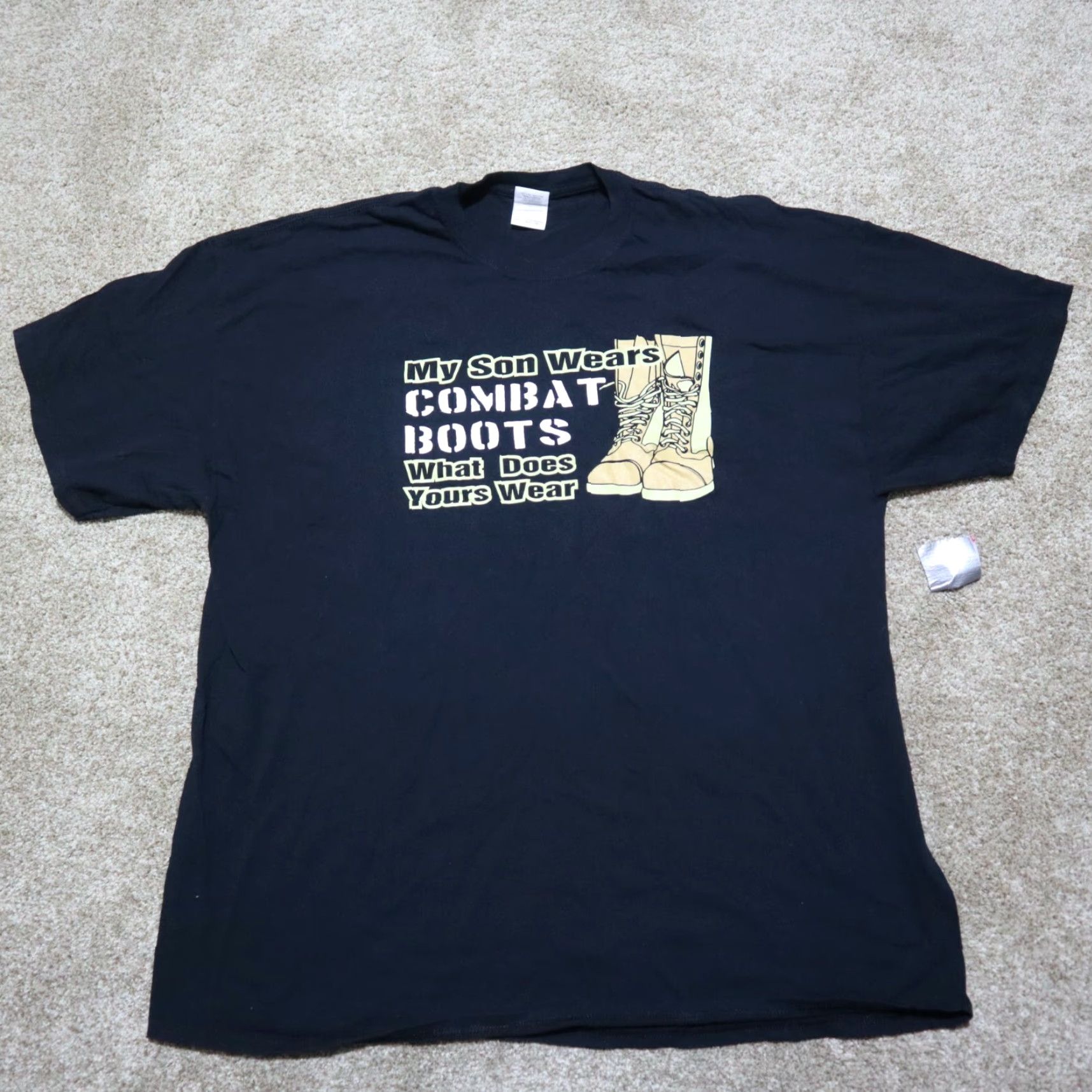 Gildan Proud Army Dad Shirt | My Son Wears Combat Boots | Men | 2XL | Black | Short Sleeve | Cotton | Gildan | Funny | All Seasons | Round Neck Size US XXL / EU 58 / 5 - 2 Thumbnail
