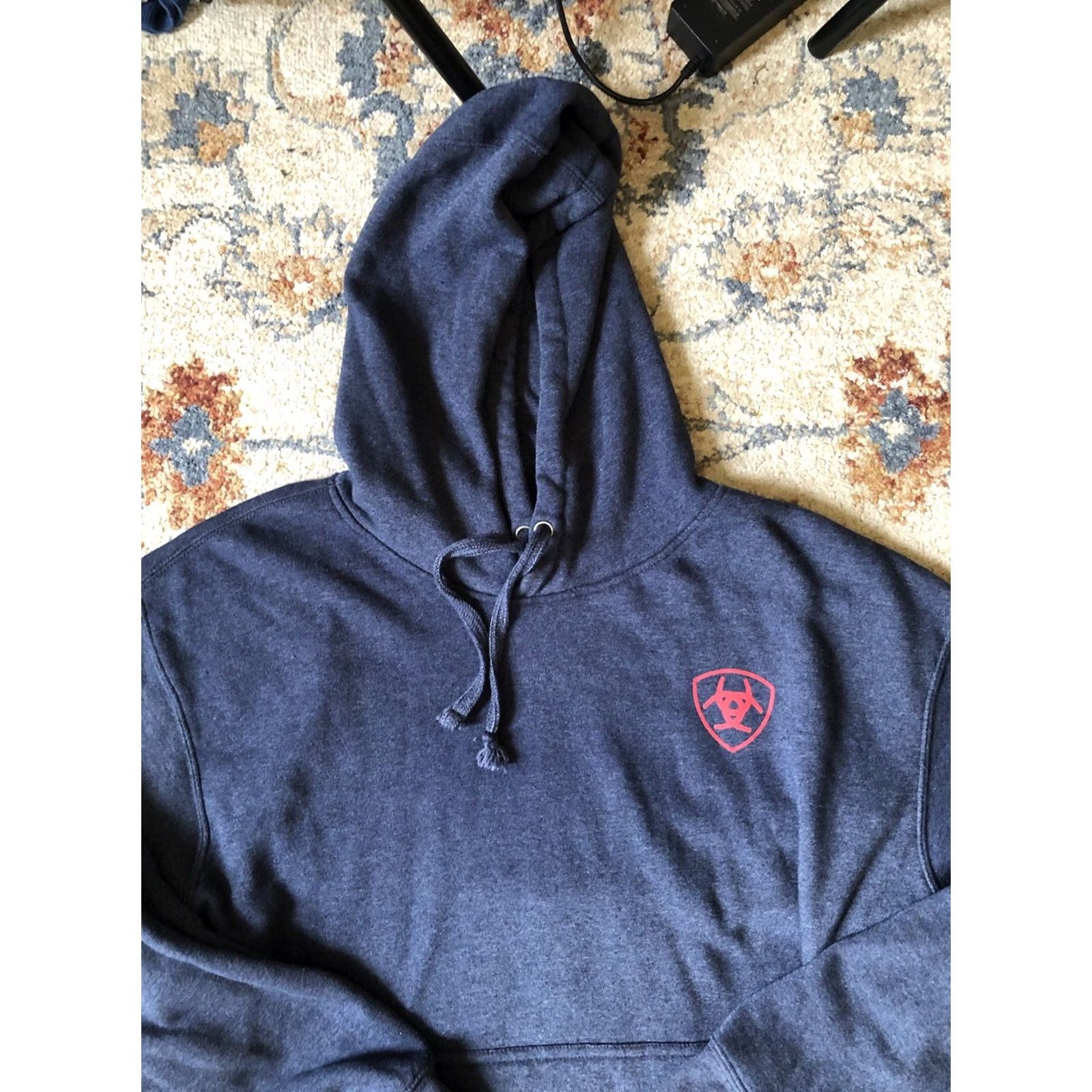 Ariat Ariat Hoodie Men XL Blue American Flag Workwear Outdoor Pullover Hooded Long Sleeve Solid Cotton Blend Fleece Size US XL / EU 56 / 4 - 2 Thumbnail