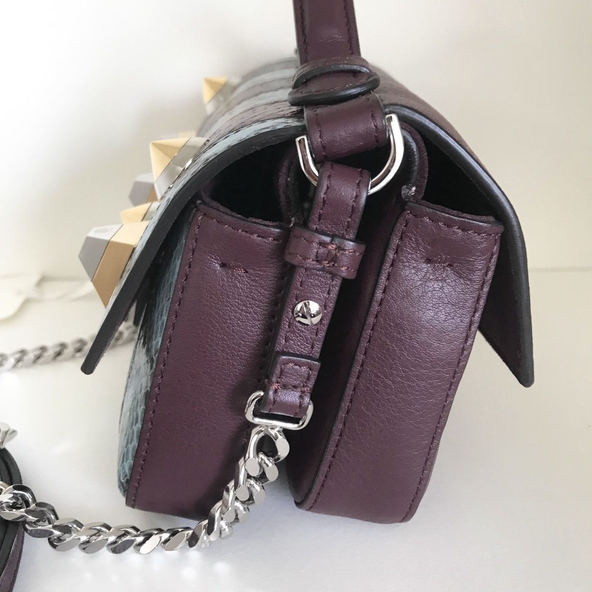 Fendi Fendi Python burgundy double baguette crossbody Size ONE SIZE - 3 Thumbnail