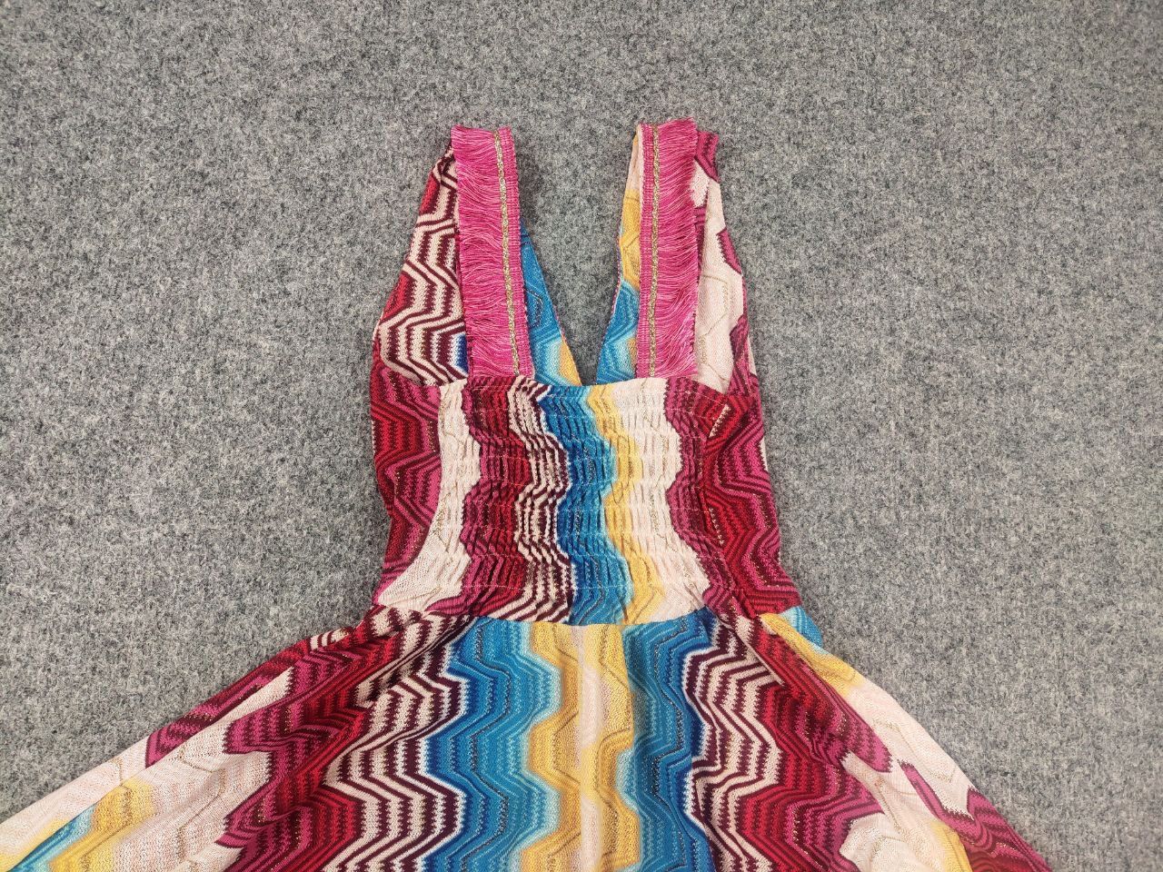 Missoni Pho Firenze Italy V-neck zig zag Multicolor straps Dress Size S / US 4 / IT 40 - 10 Thumbnail