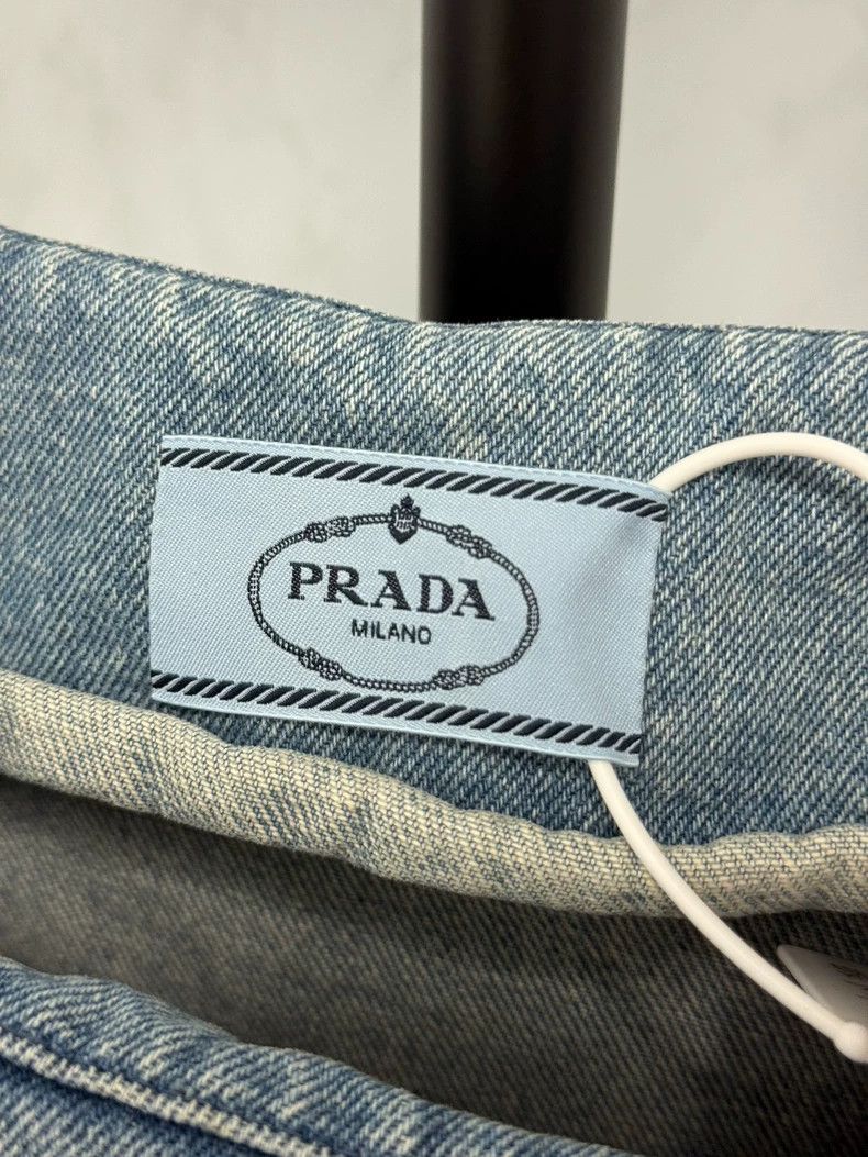Prada Prada Popular triangle logo denim suspender skirt Size S / US 4 / IT 40 - 2 Thumbnail