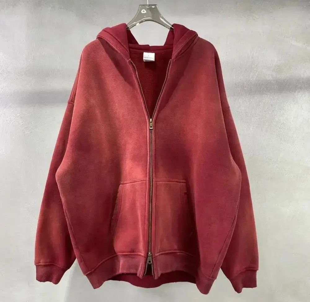Japanese Brand × Vintage Red Batik Fleece Zippered Hoodie Size US XXL / EU 58 / 5 - 4 Thumbnail