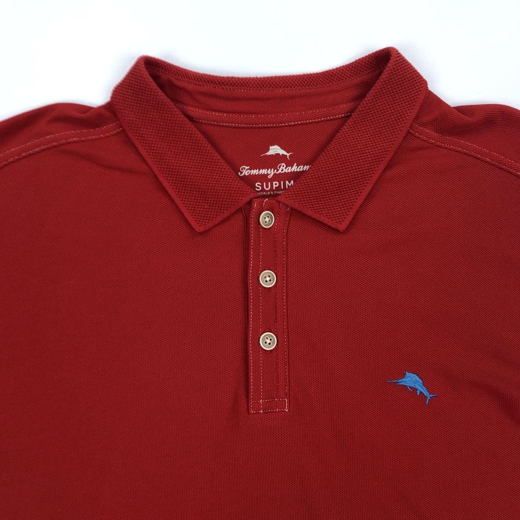 Tommy Bahama Tommy Bahama Polo Shirt Short Sleeve Red XL Men’s Supima Cotton Blend Marlin Embroidered Logo Button Closure Navy Size US XL / EU 56 / 4 - 2 Thumbnail