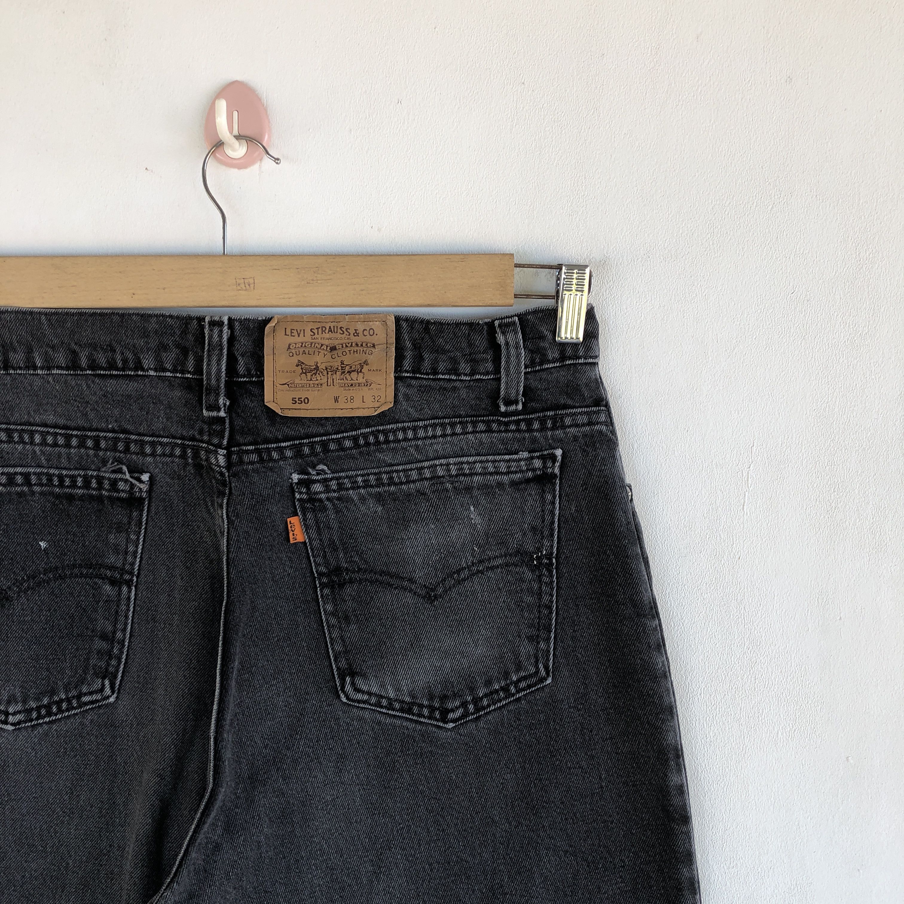 Levi's Vintage Levis 550 Jeans Faded Black Grunge Orange Tab Denim Size US 34 / EU 50 - 5 Thumbnail