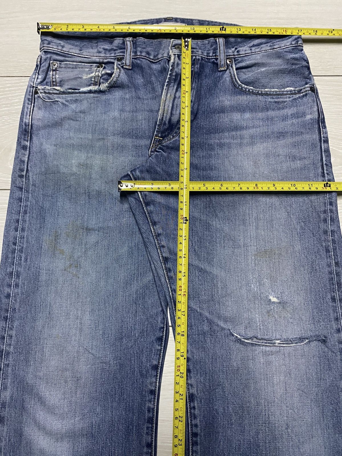 Japanese Brand Vintage japanese Uniqlo Blue Wash Grunge Selvedge Jeans Size US 34 / EU 50 - 13 Thumbnail