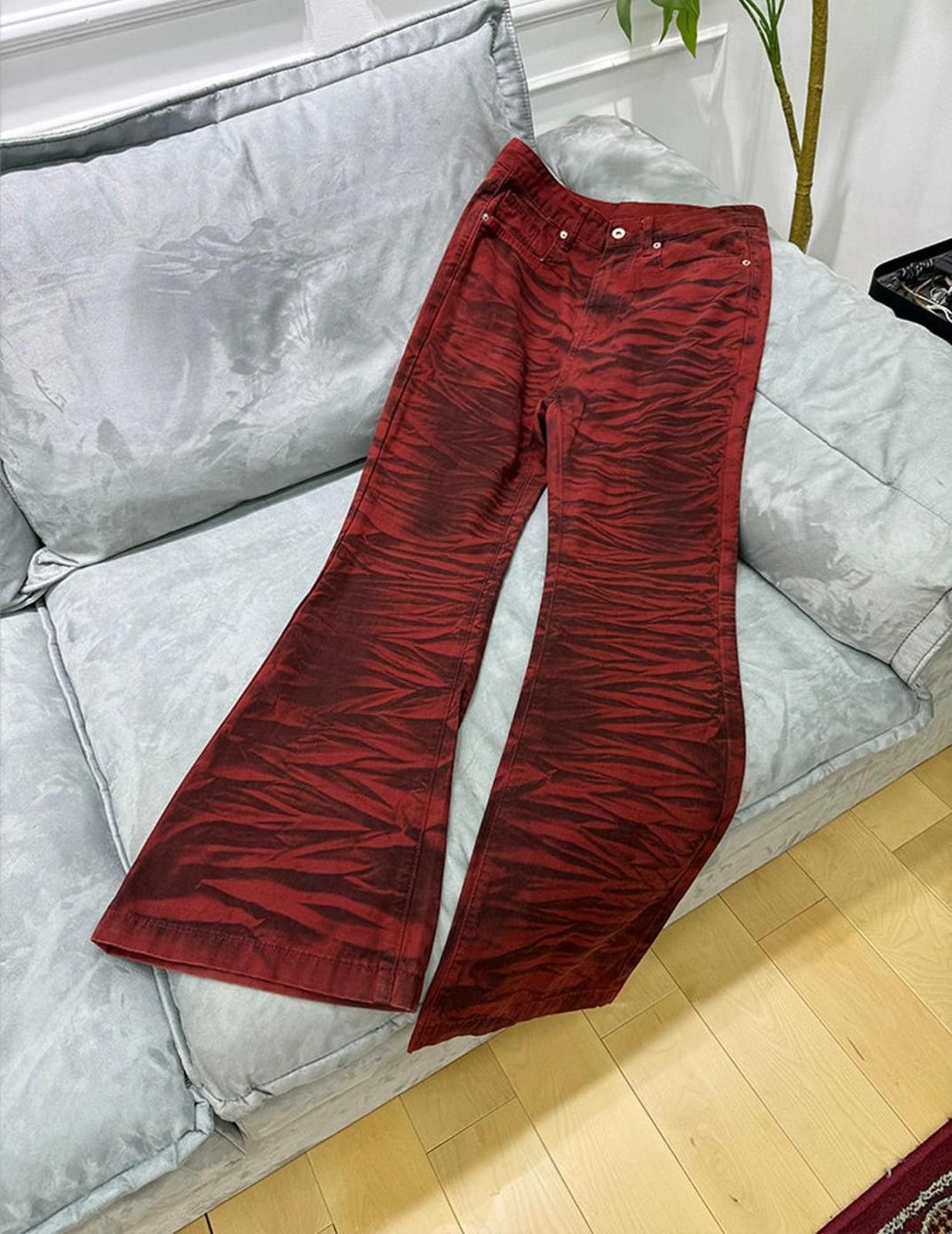 Vintage Red Tiger Print Stacked Pants Size US 28 / EU 44 - 4 Thumbnail