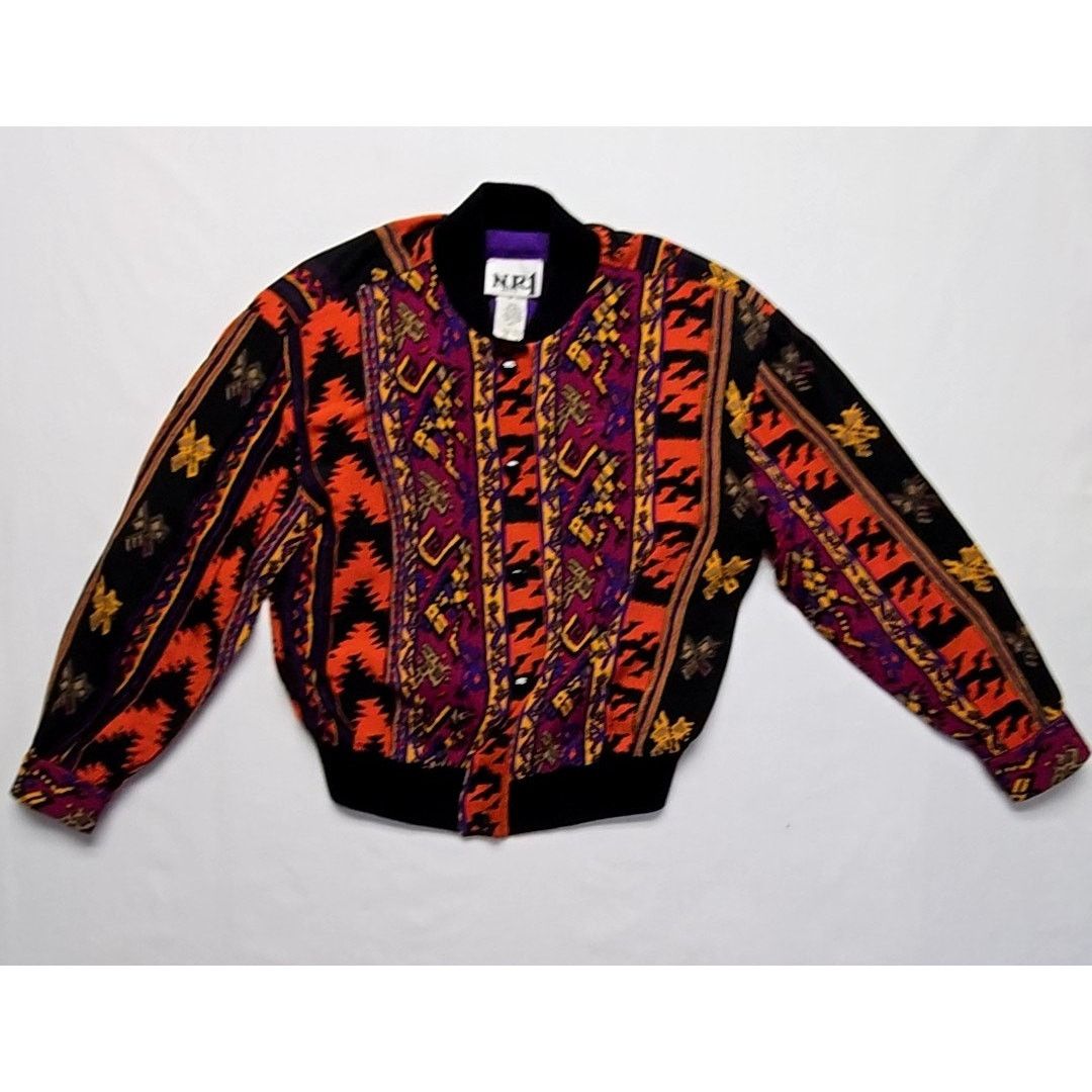 Vintage Vintage NR1 Jacket Womens 4P Aztec Pattern Bomber 80s Size S / US 4 / IT 40 - 1 Thumbnail