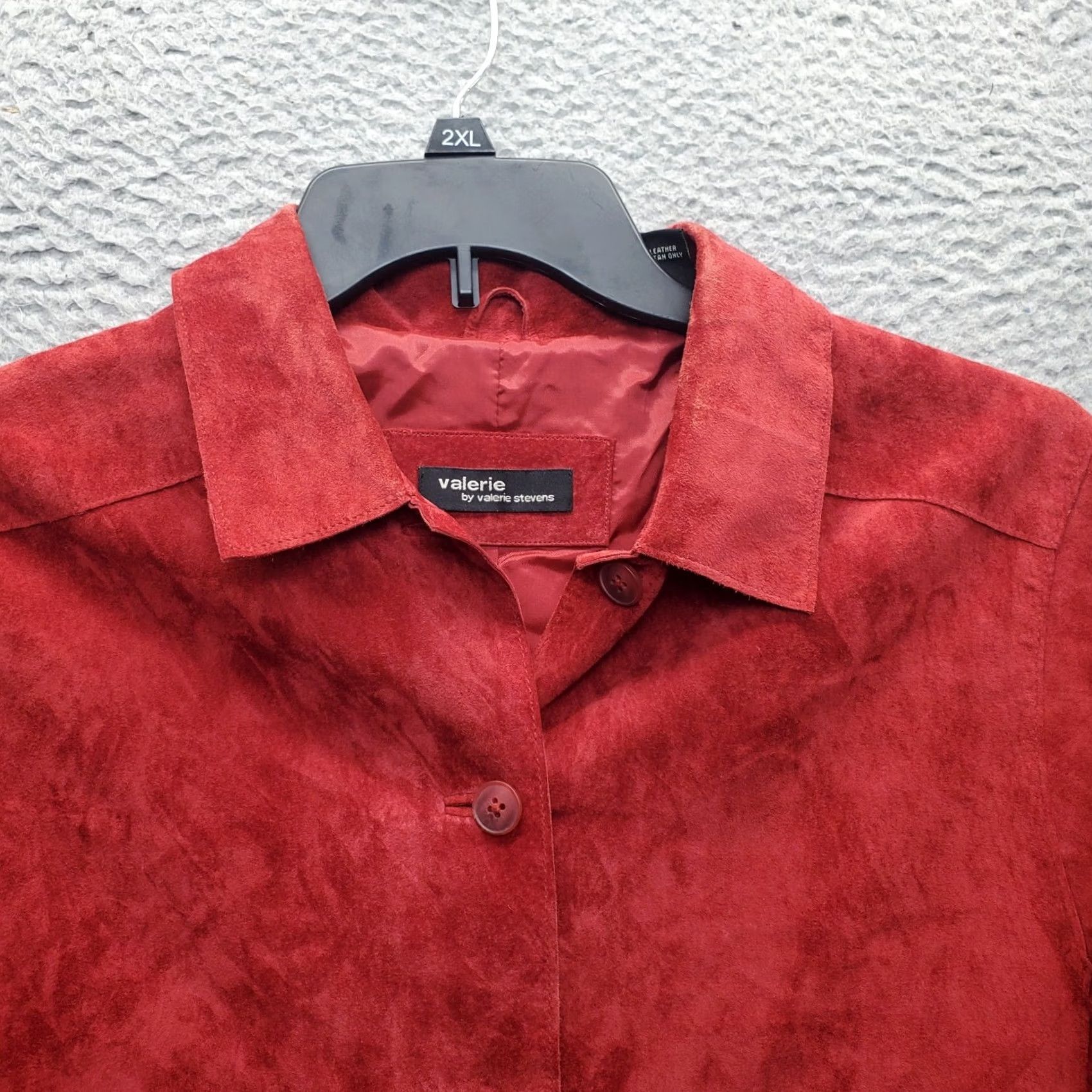 Vintage Valerie Stevens Shacket Womens Size L Red Leather Button Up Slit Sleeve Lined Suede 100% Leather Vintage: No Size L / US 10 / IT 46 - 4 Thumbnail