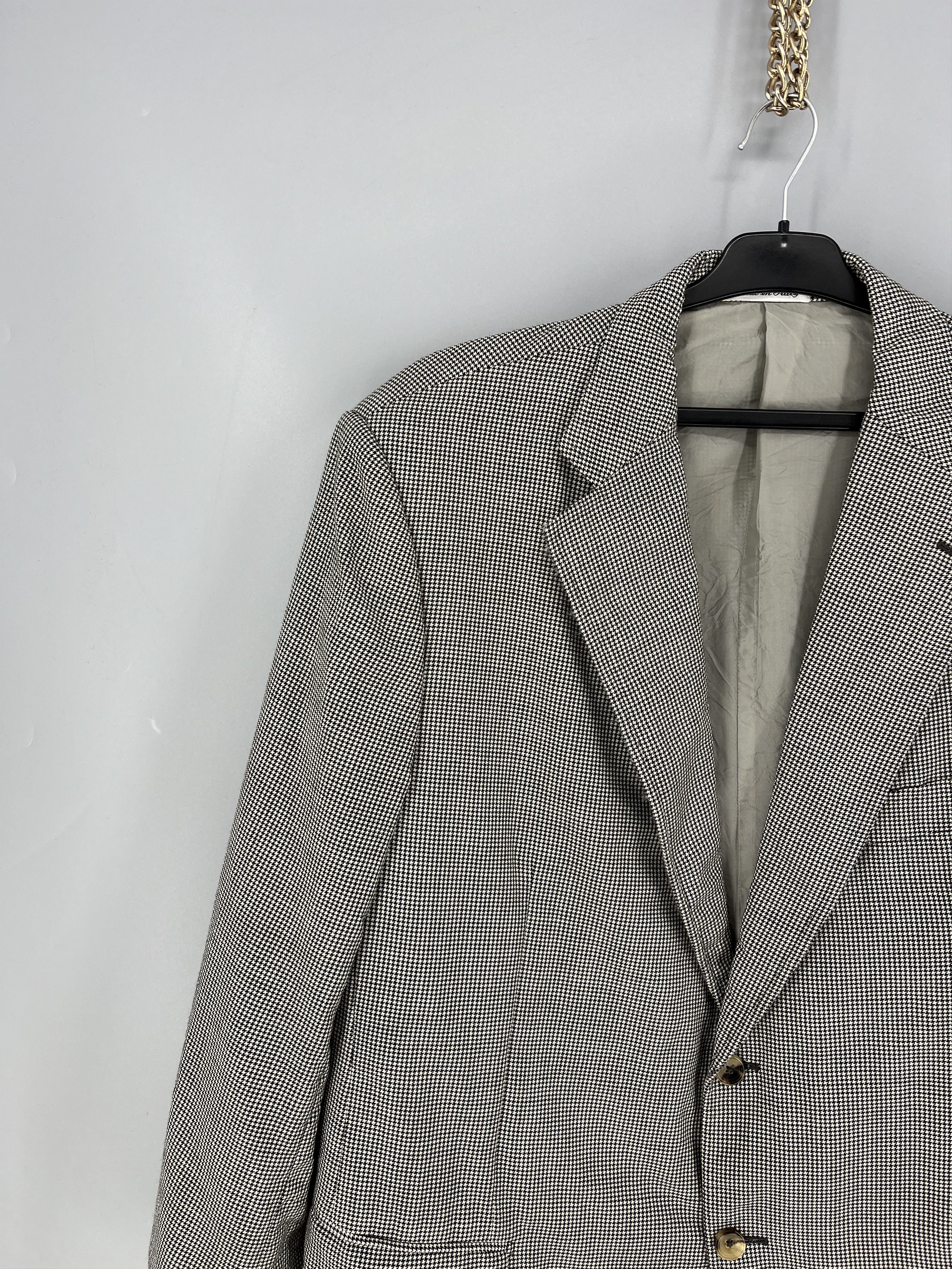 Pal Zileri PAL ZILERI Blazer Jacket Grey Houndstooth Wool 3 Button Size 52R - 4 Thumbnail