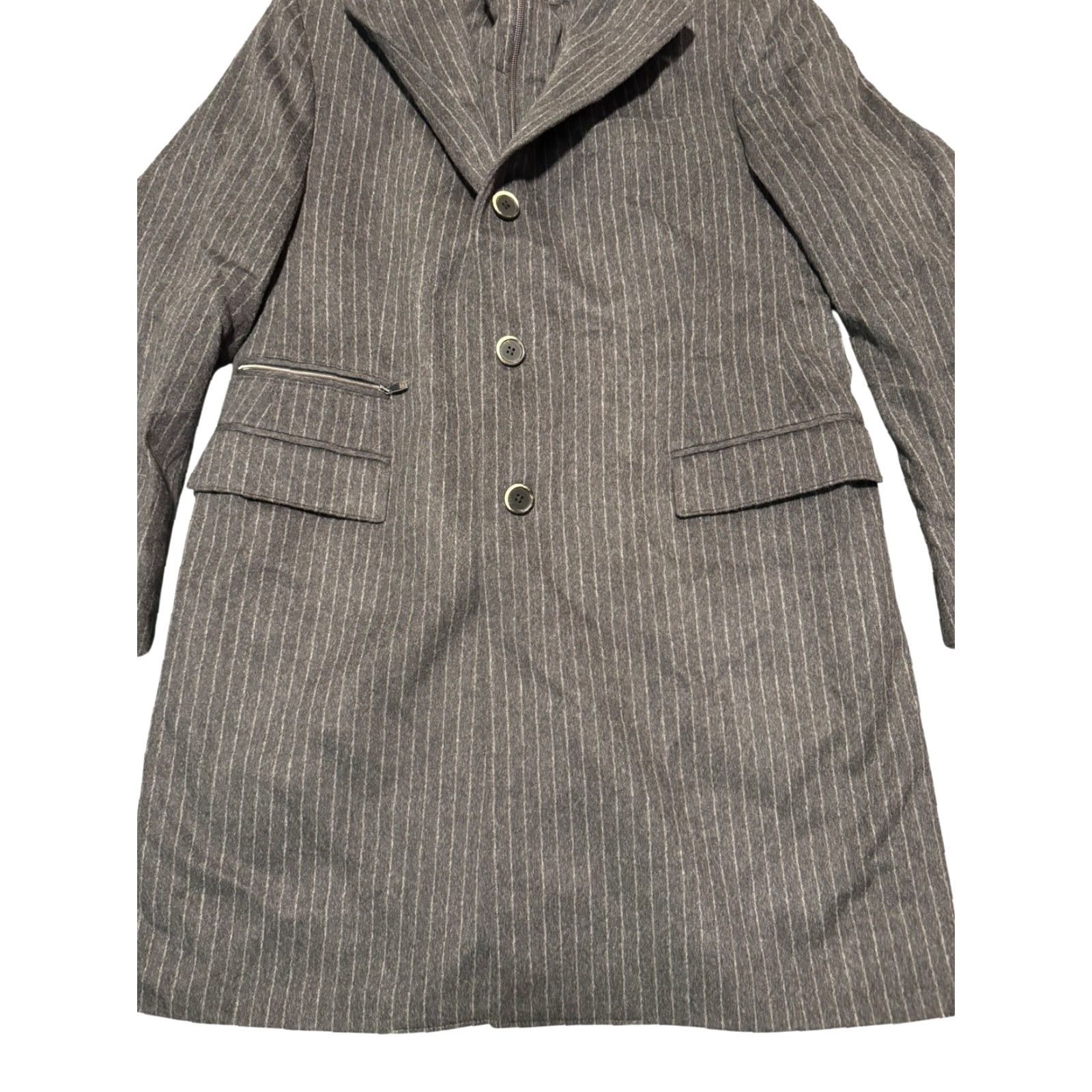 Corneliani Corneliani ID Italy Men Overcoat Pinstripe Wool Long Zip Bib 54R Grey XXX Wool Lining Regular Coat Mens Size US L / EU 52-54 / 3 - 7 Thumbnail