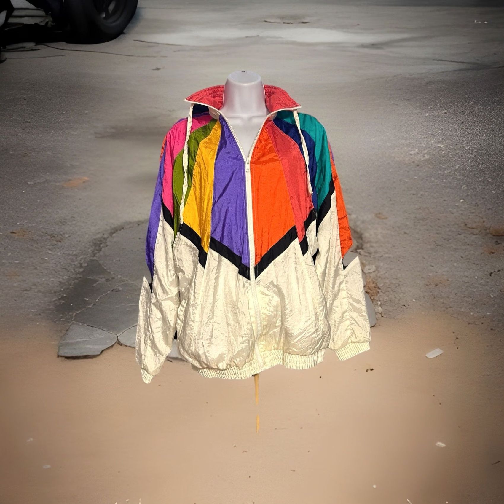 Rainbow VTG Milano Sport Track Suit Windbreaker Women M 2 Piece Colorblock Rainbow 80s Granny Core Golden Girls Size M / US 6-8 / IT 42-44 - 3 Thumbnail