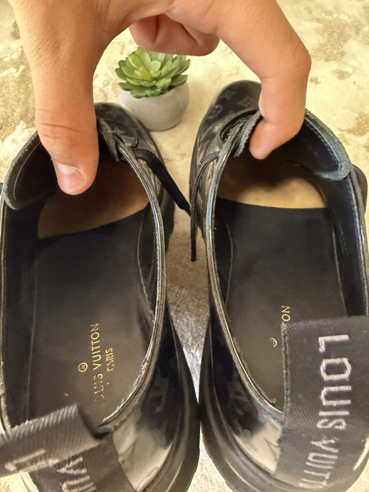 Louis Vuitton LOUIS VUITTON BLACK MONOGRAM LUXURY SHOES WITH CHUNKY SOLE Size US 7 / EU 40 - 11 Thumbnail