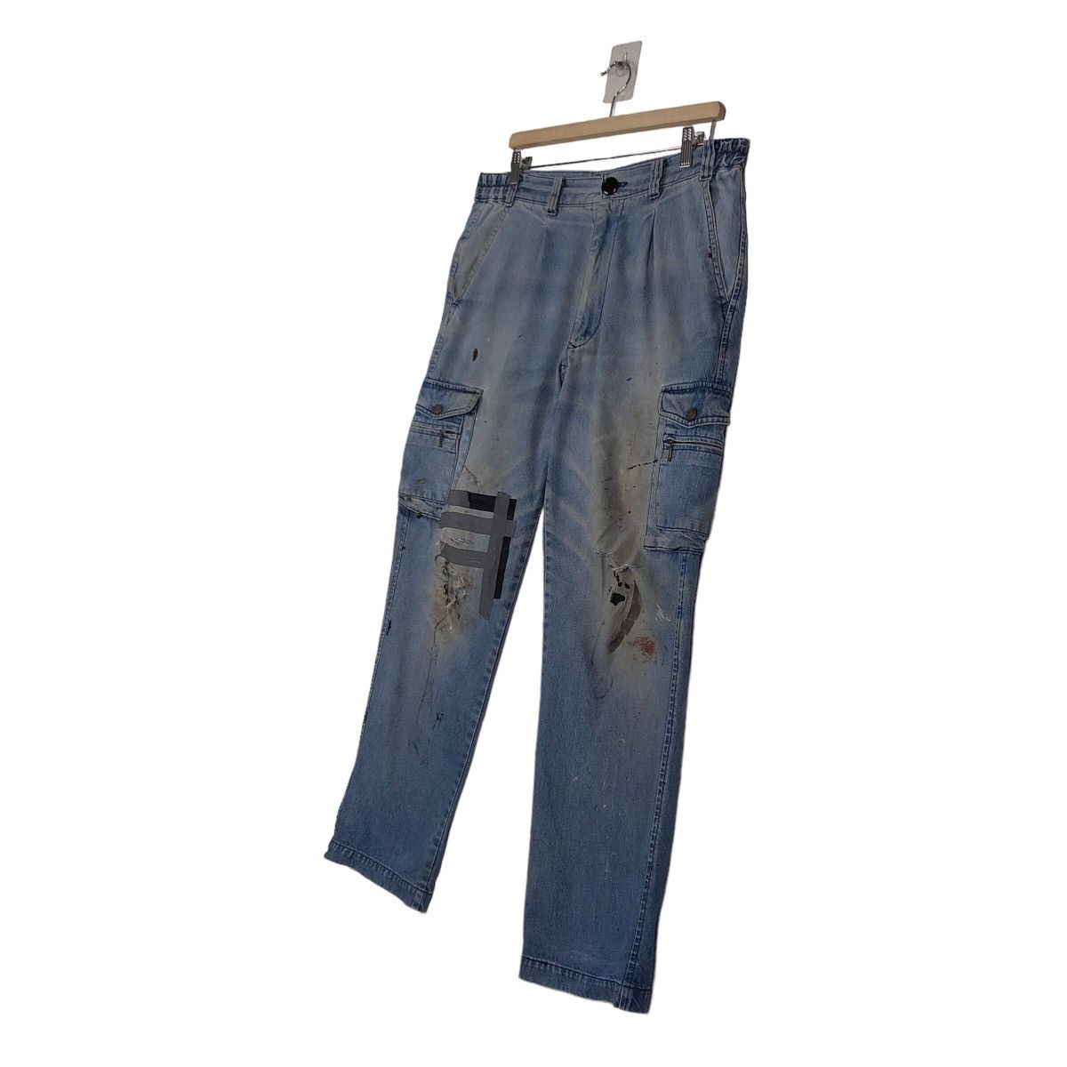 Japanese Brand 🔥Vintage Bush Cargo Jeans Biker Painter Workers Usa Size US 36 / EU 52 - 2 Thumbnail