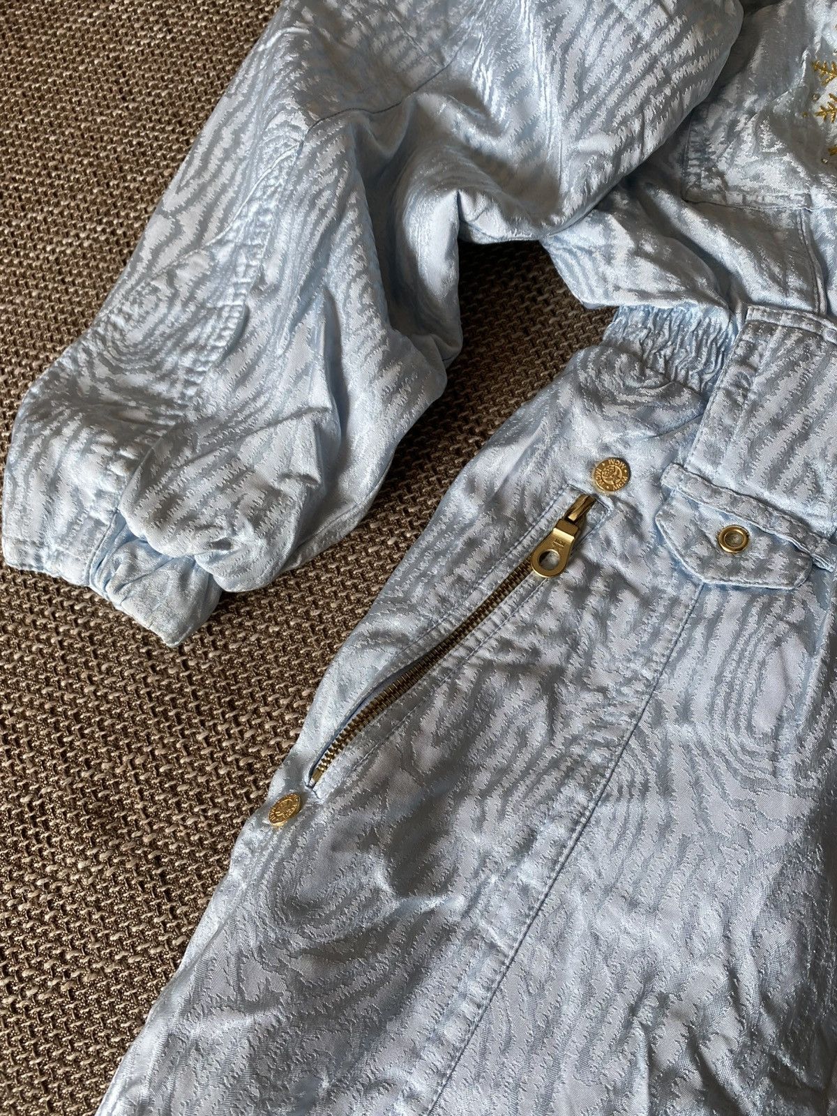 MCM Vintage MCM Ski Suit One Piece Light Blue Gold Snowflake Size 30" / US 8 / IT 44 - 5 Thumbnail