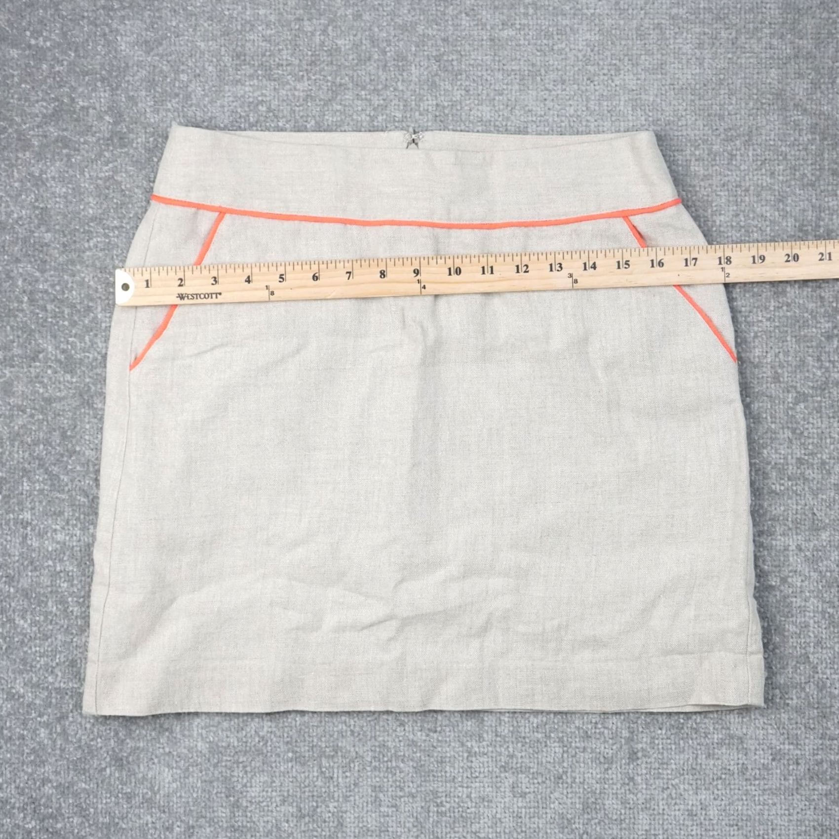 Loft LOFT Beige Linen Knee Length Skirt Size 4 Straight Pencil Casual Neon Trim Womens Size 27" / US 4 / IT 40 - 5 Thumbnail