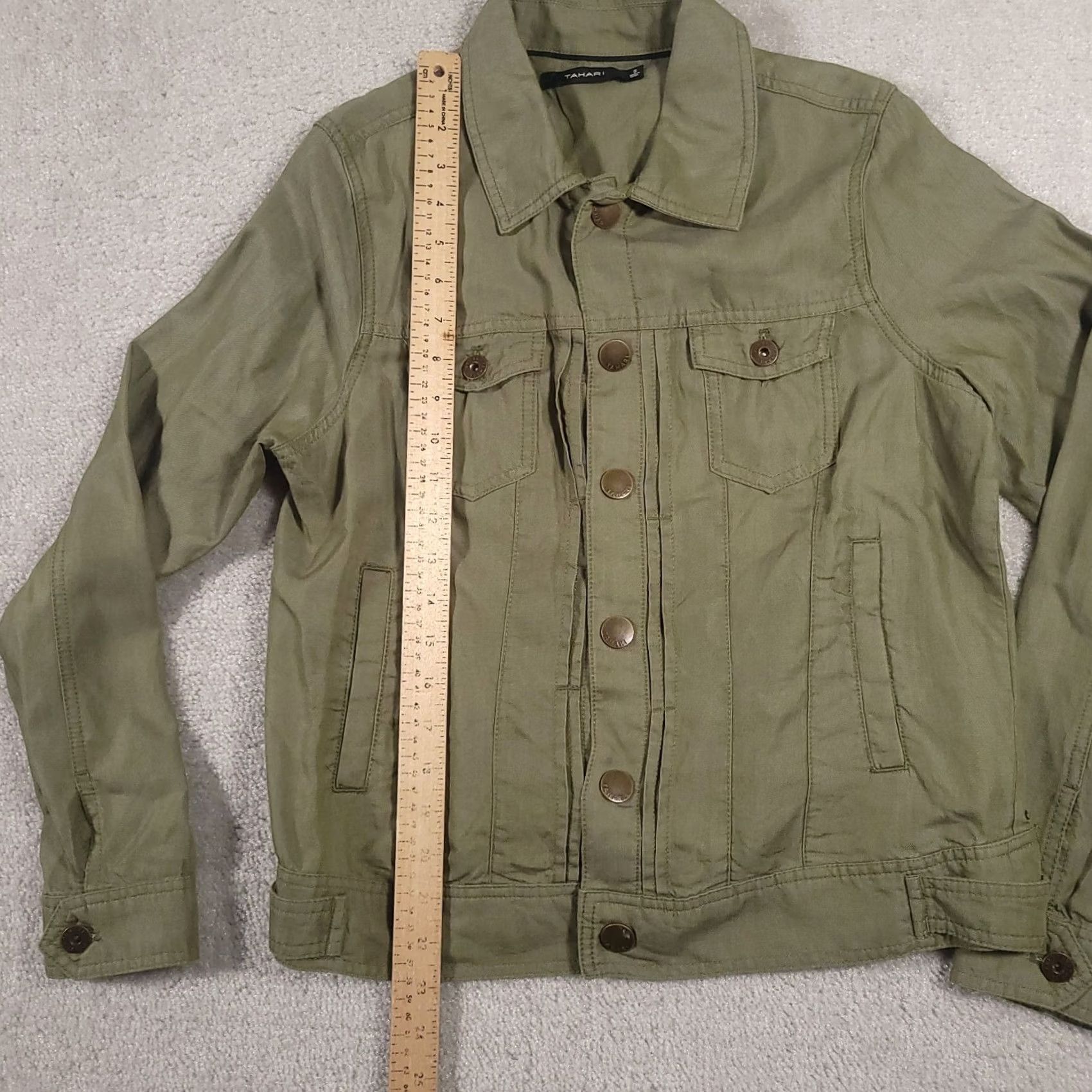Vintage Tahari Tensel Pin Tuck Jacket Women’s Small Green Snap Closure Casual Travel Size S / US 4 / IT 40 - 7 Thumbnail