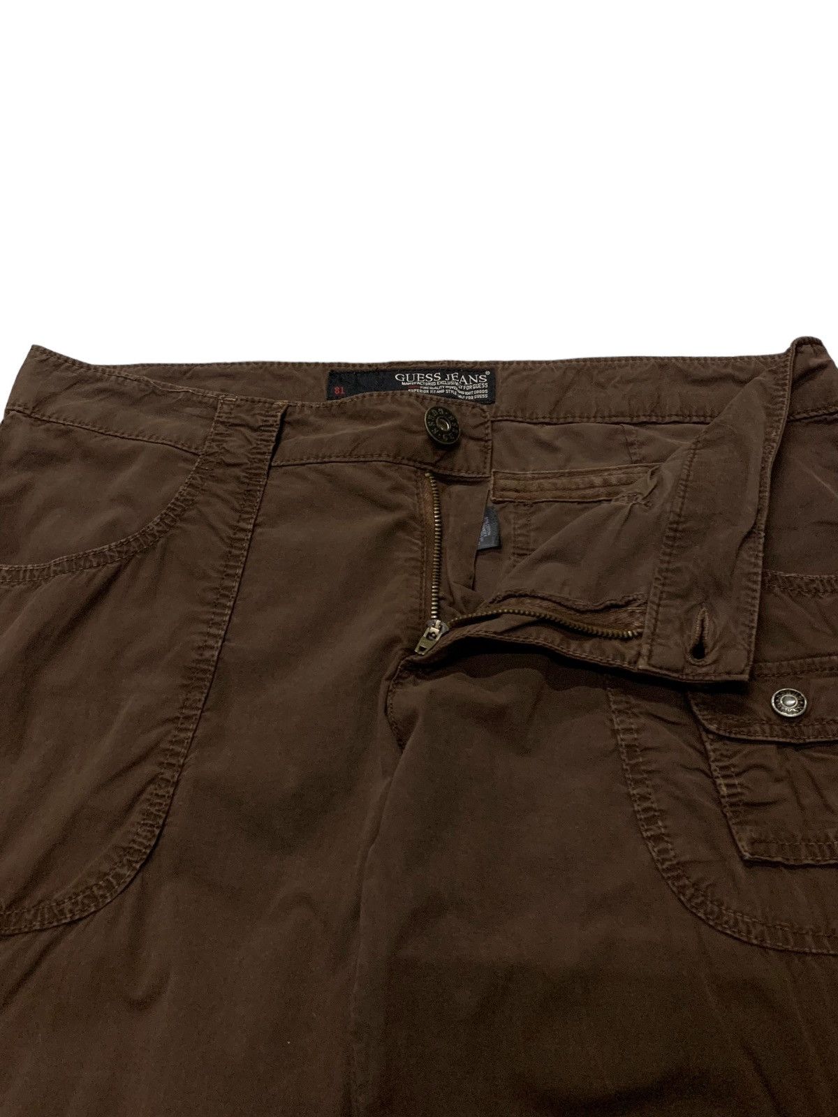Guess × Vintage Vintage Guess Flared Brown Cargo Pants Size US 33 - 14 Thumbnail