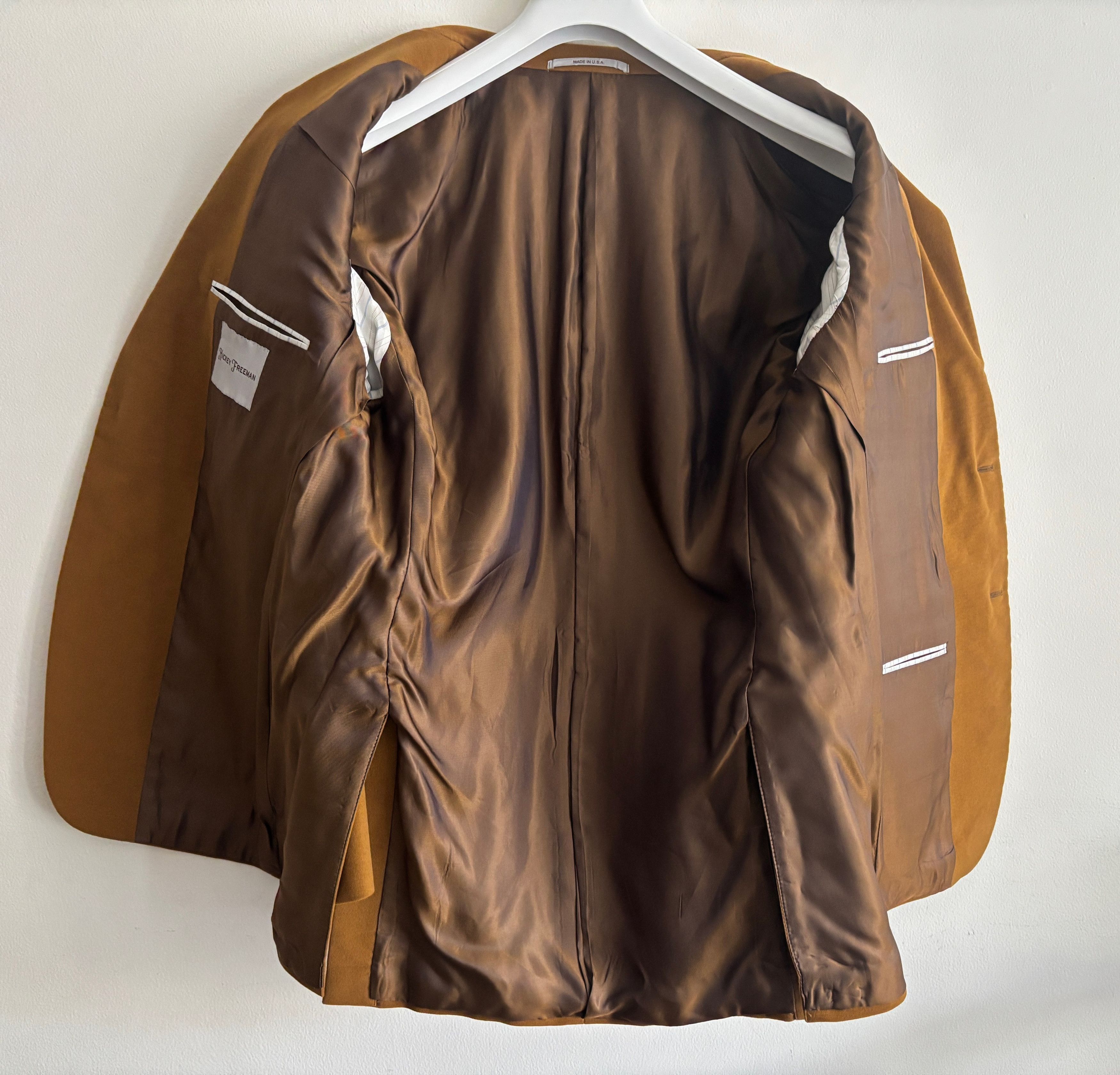 Hickey Freeman $1100 Tan/ Brown Cotton Velvet Sport Coat - 40 Size 40R - 6 Thumbnail
