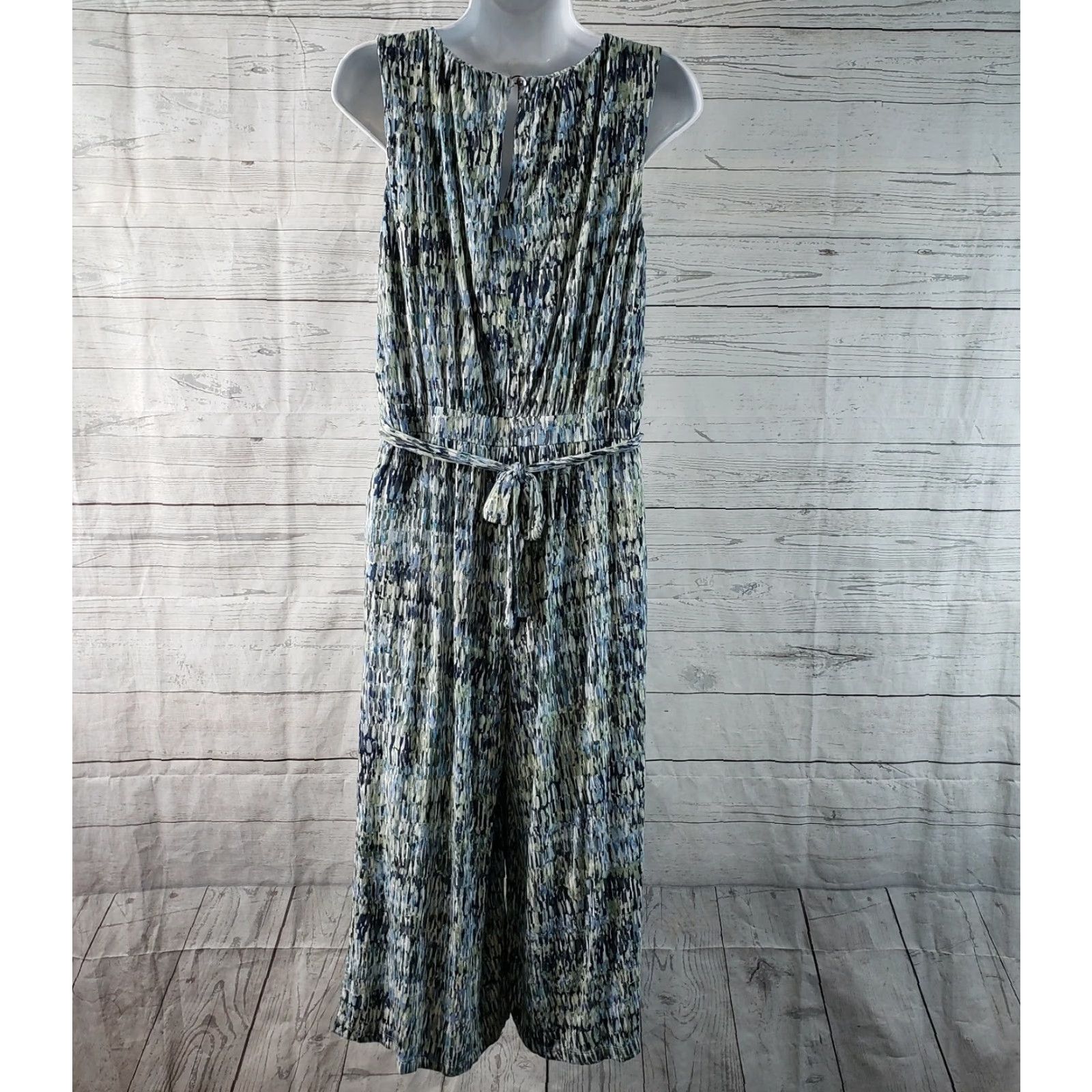 NIC+ZOE NIC+ZOE Jumpsuit Womens Size M Cropped Sleeveless Green Blue Scoop Neck One-Piece Crop 90s Style? Size 32" / US 10 / IT 46 - 3 Thumbnail